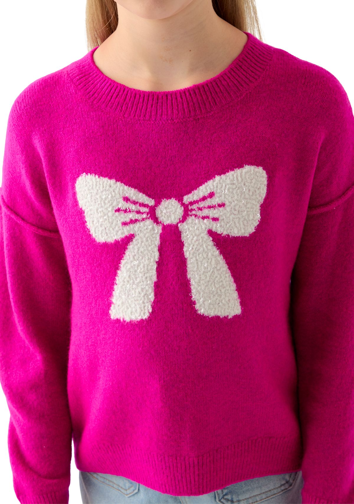 Girls 7-16 Sequin Bow Sweater