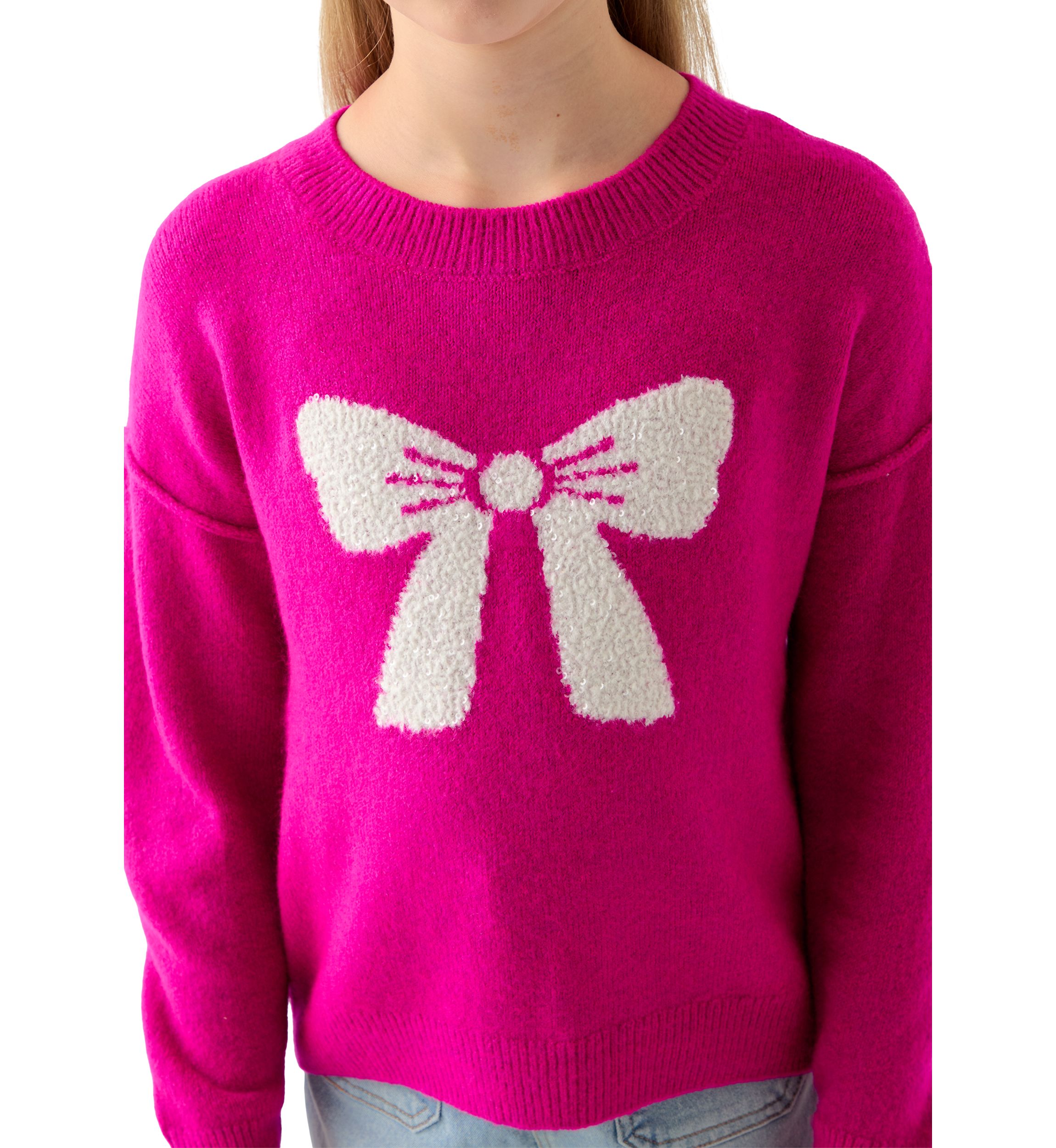Girls 7-16 Sequin Bow Sweater