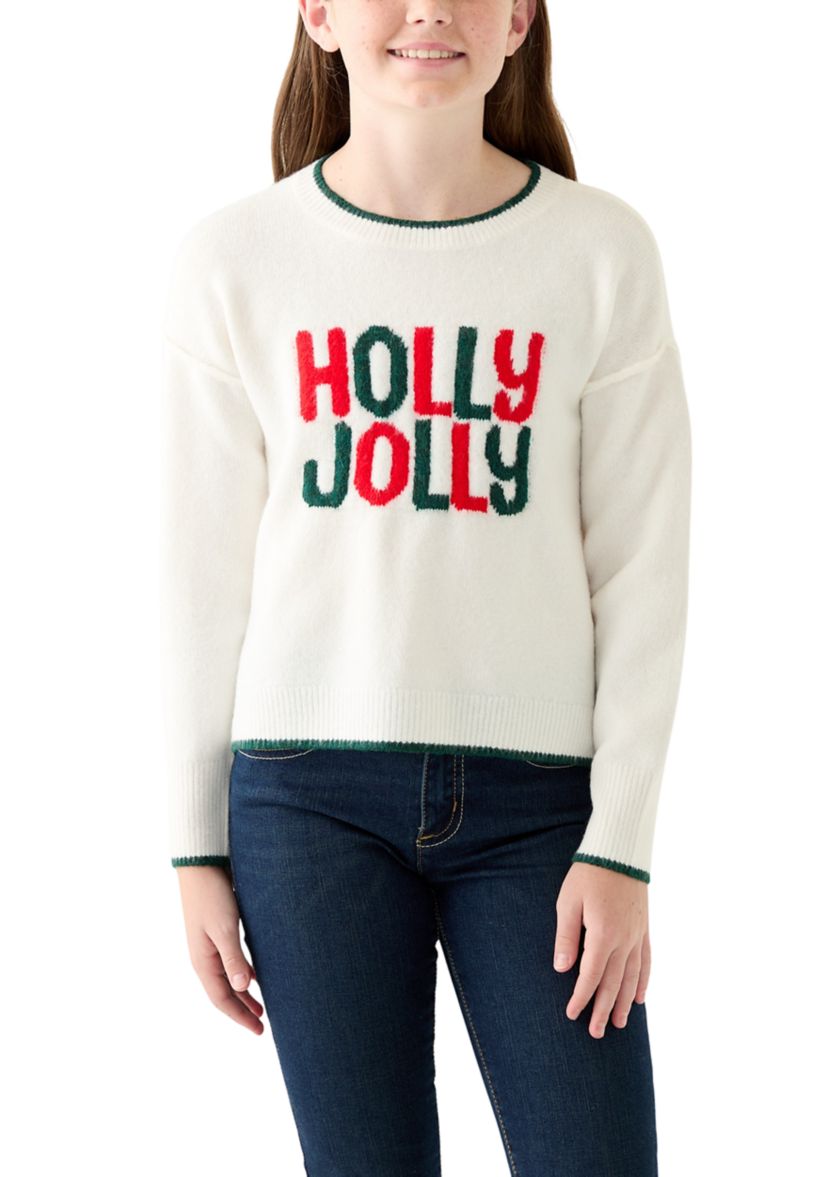 Girls 7-16 Holly Jolly Crew Neck Sweater