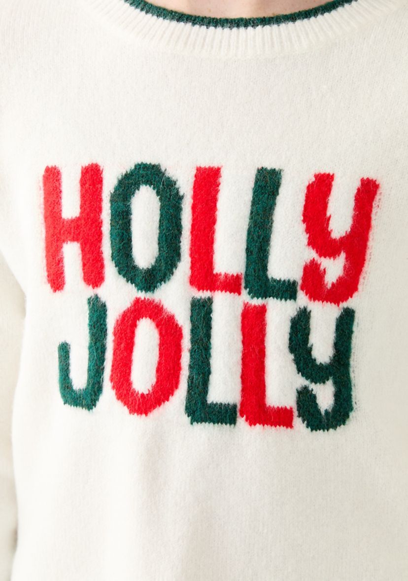 Girls 7-16 Holly Jolly Crew Neck Sweater