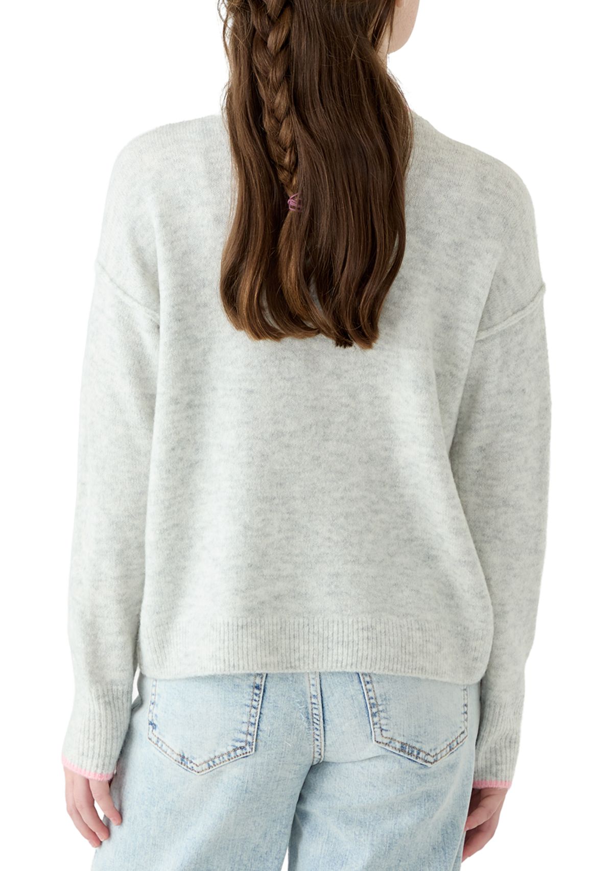 Girls 7-16 Candy Cane Heart Sweater