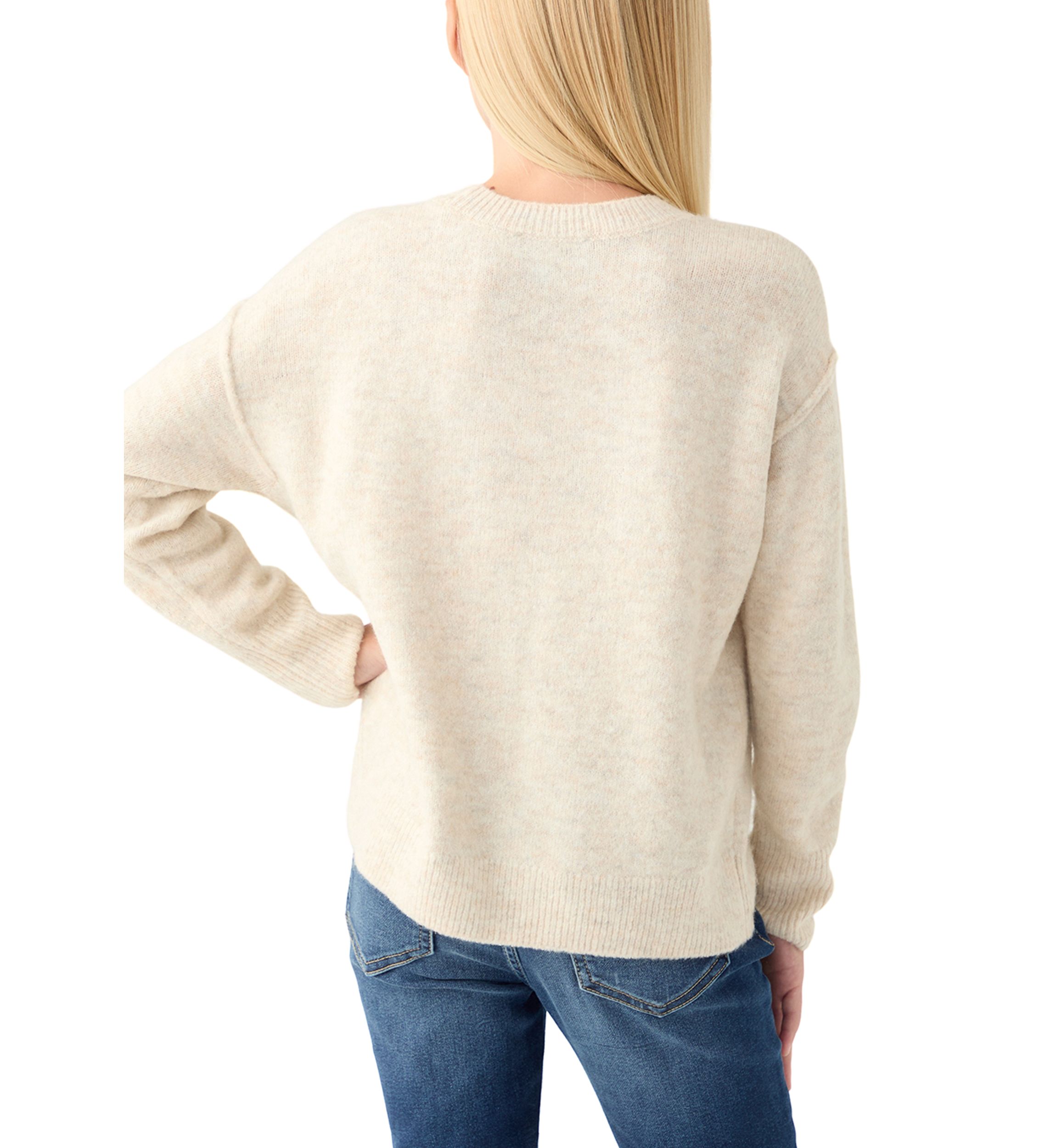 Girls 7-16 Sequin Heart Cozy Crew Neck Sweater