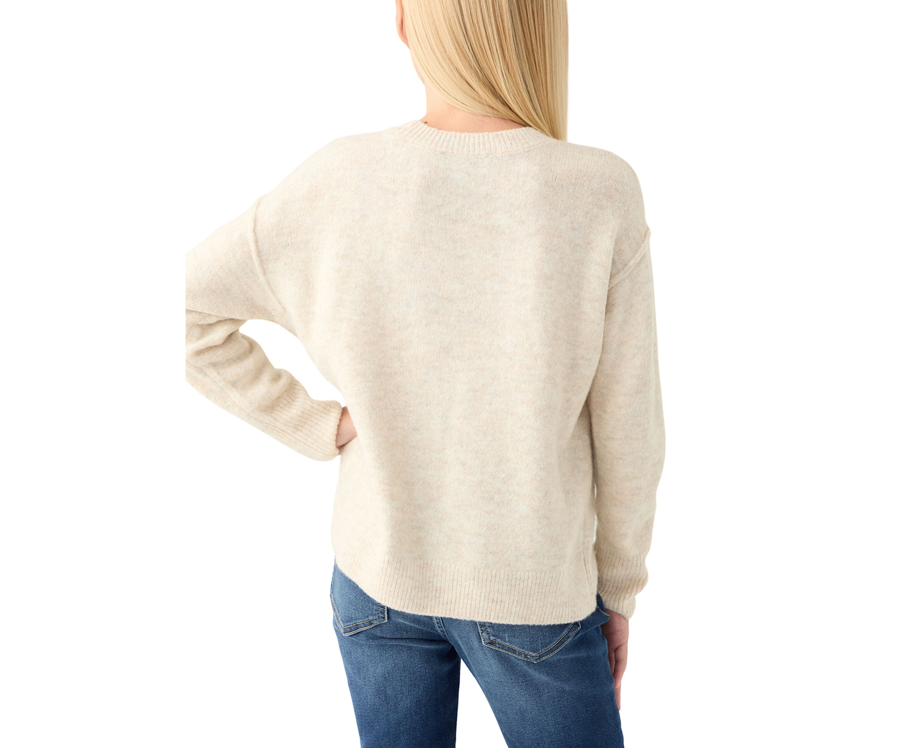Girls 7-16 Sequin Heart Cozy Crew Neck Sweater