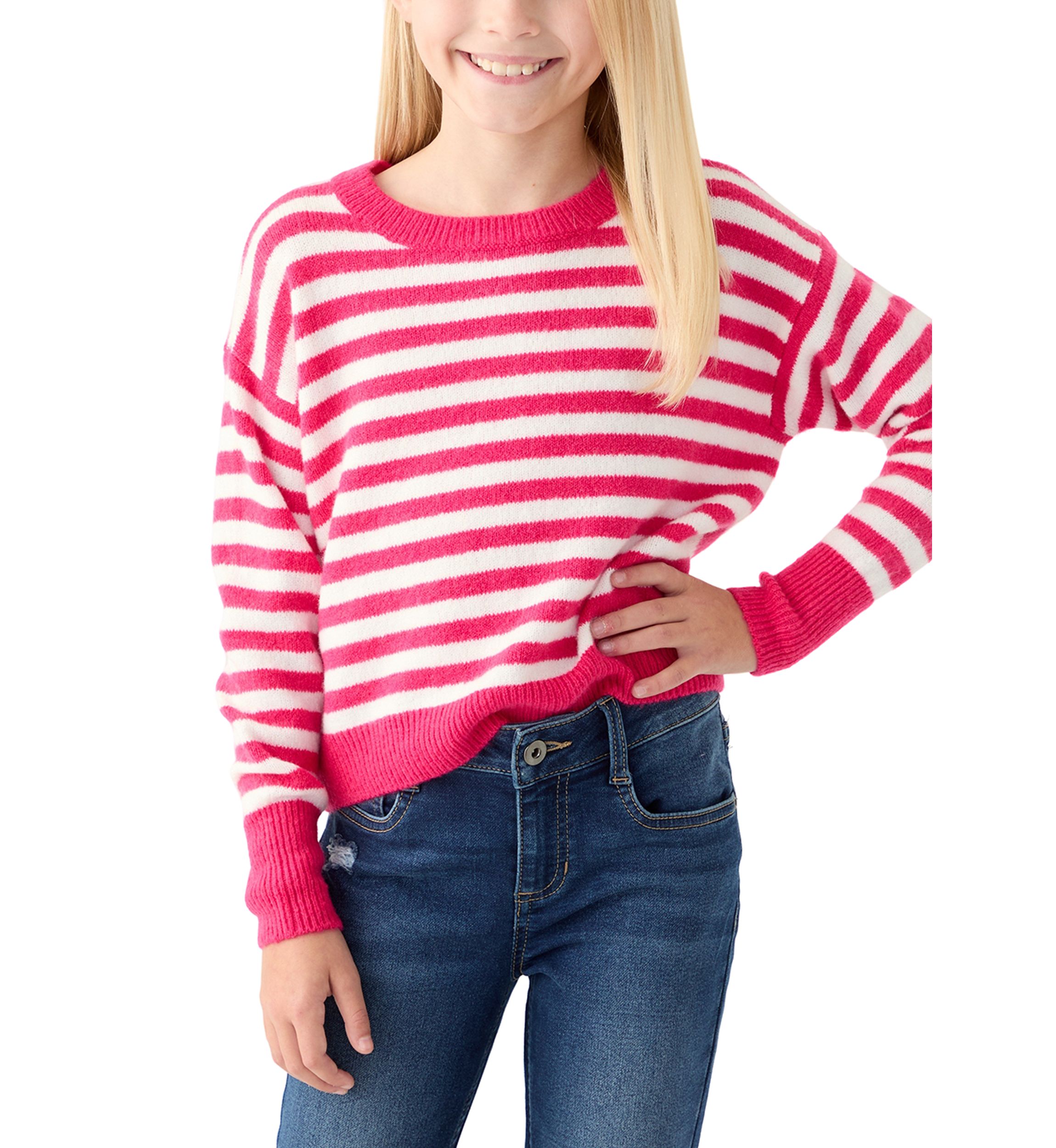 Girls 7-16 Striped Cozy Sweater