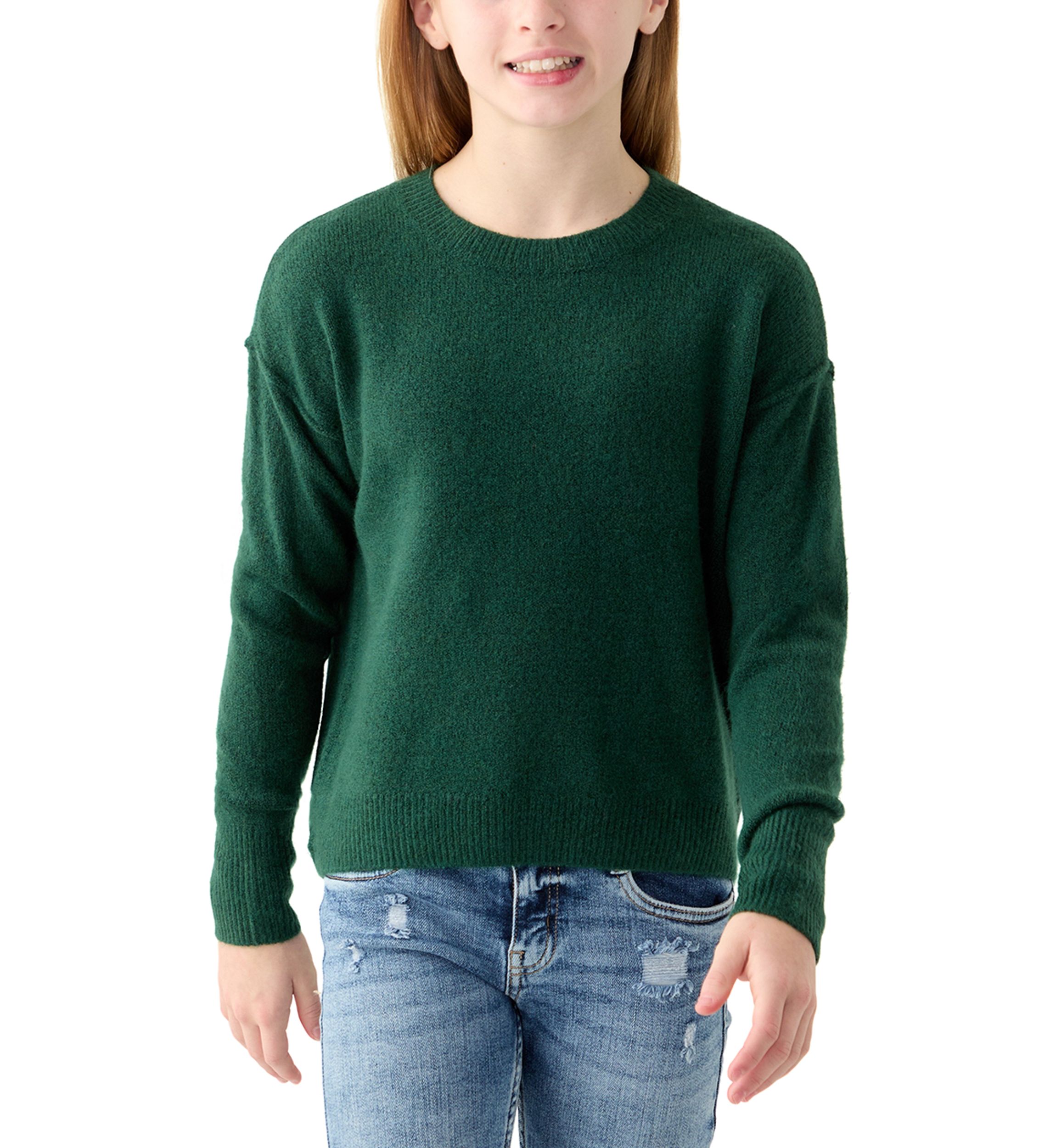 Girls 7-16 Solid Cozy Crew Neck Sweater