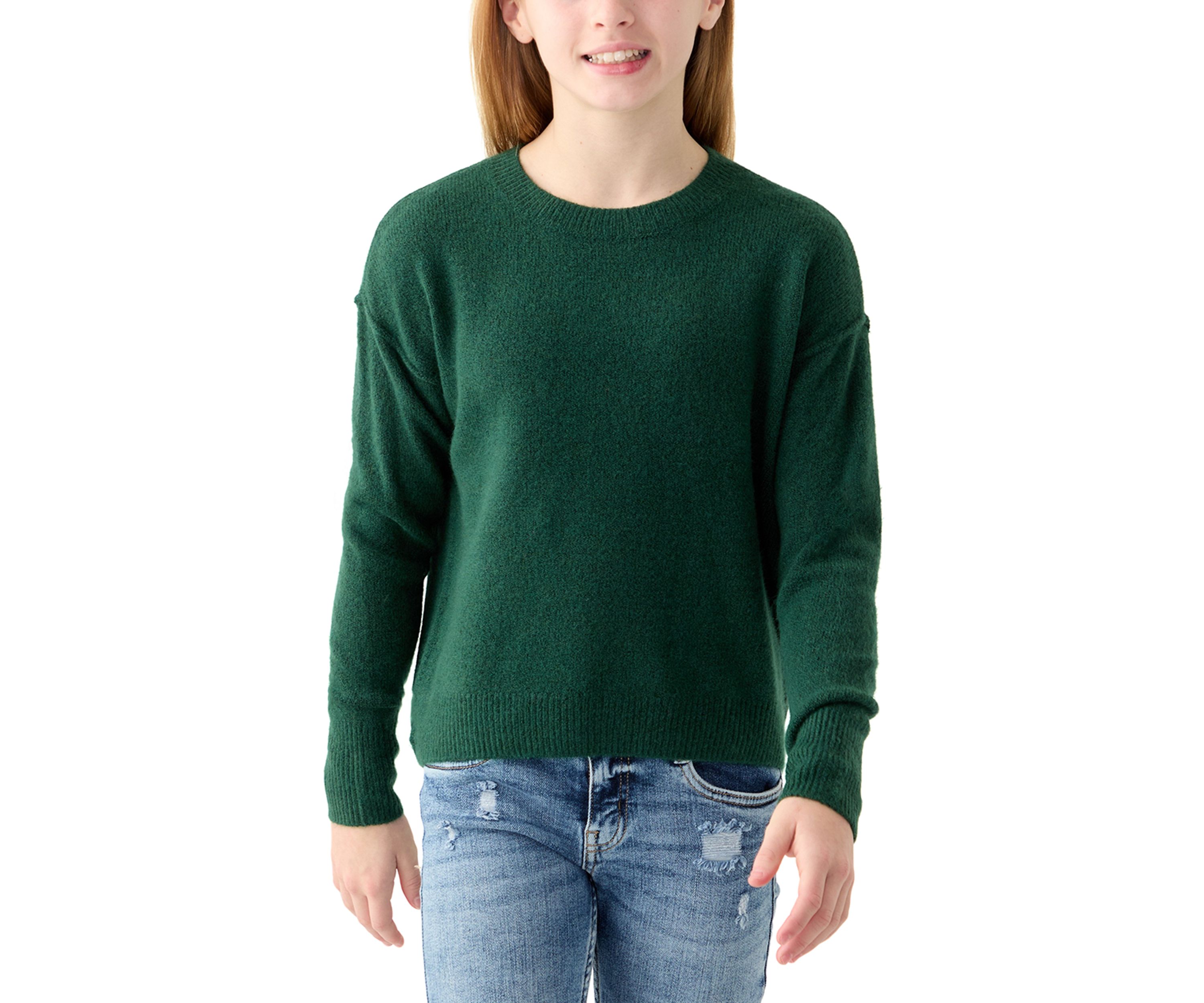 Girls 7-16 Solid Cozy Crew Neck Sweater