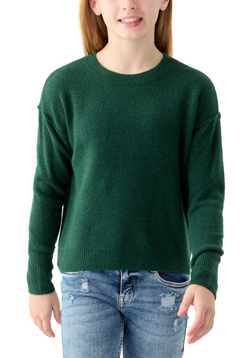 Girls 7-16 Solid Cozy Crew Neck Sweater
