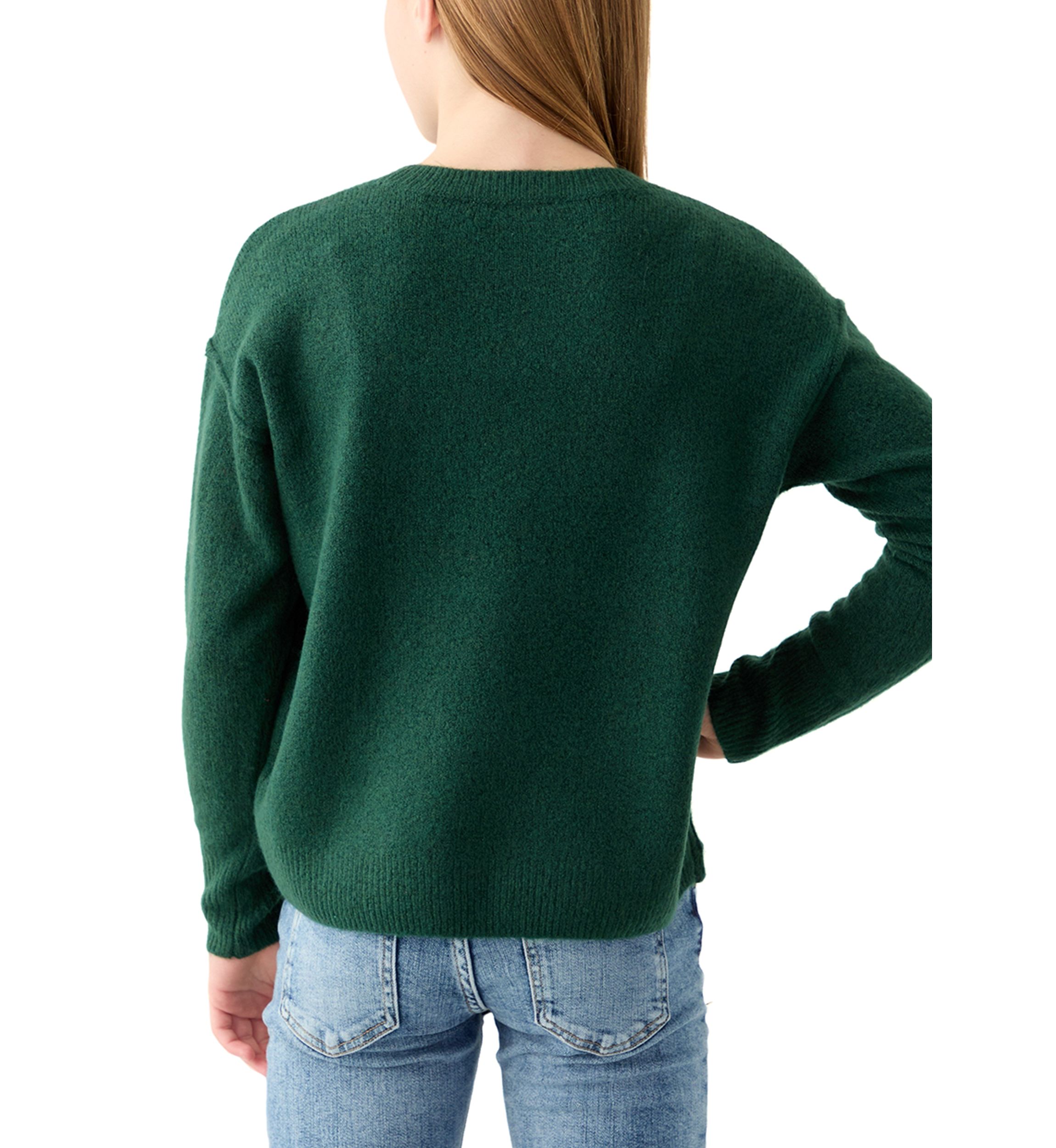 Girls 7-16 Solid Cozy Crew Neck Sweater