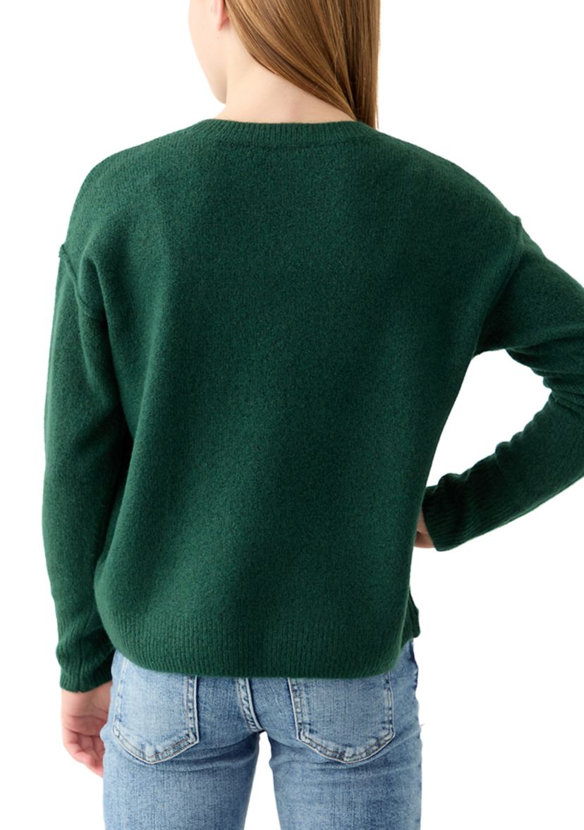 Girls 7-16 Solid Cozy Crew Neck Sweater