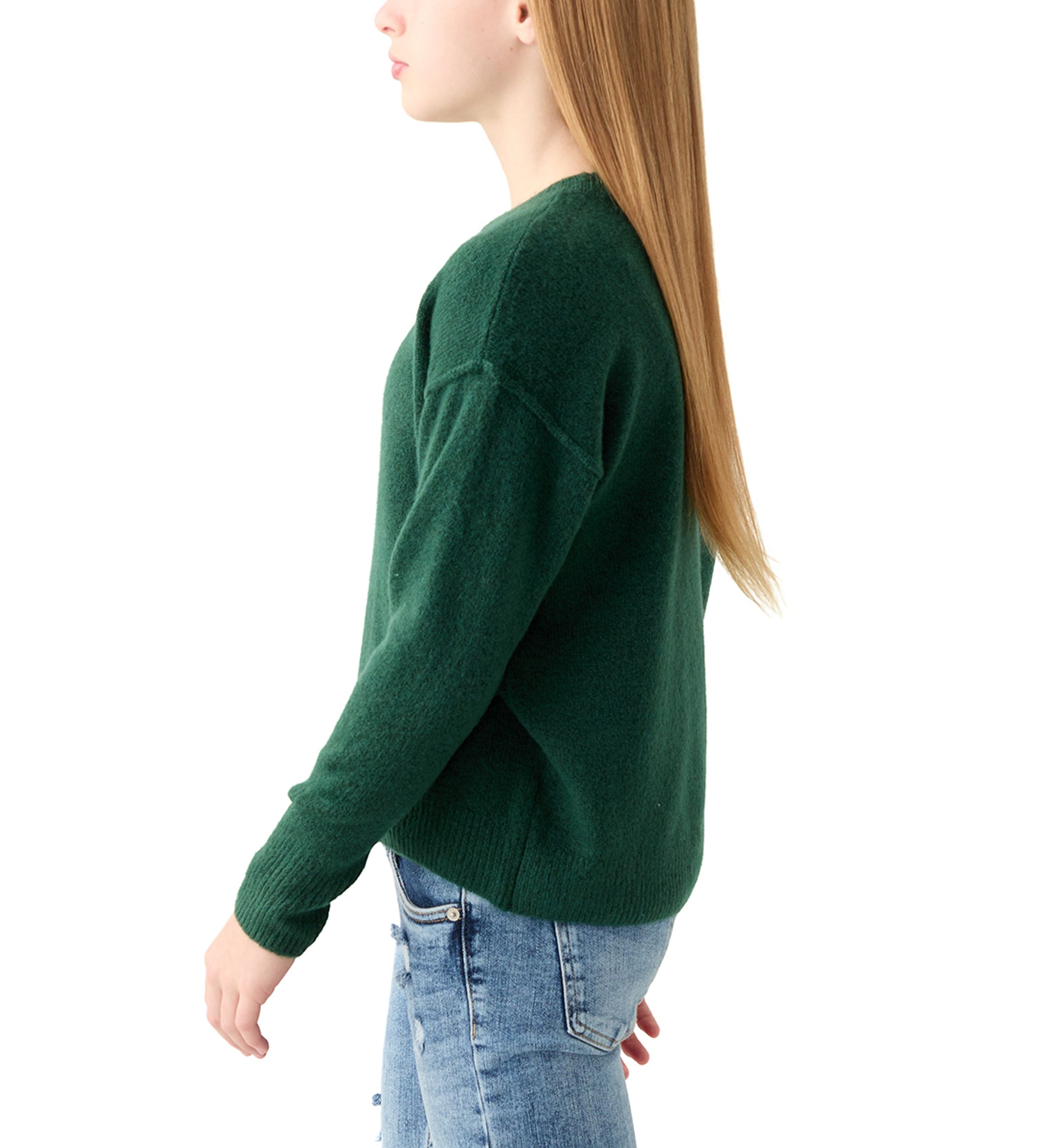 Girls 7-16 Solid Cozy Crew Neck Sweater