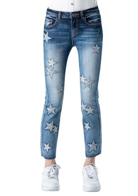 Girls 7-16 Star Embroidered Denim Jeans