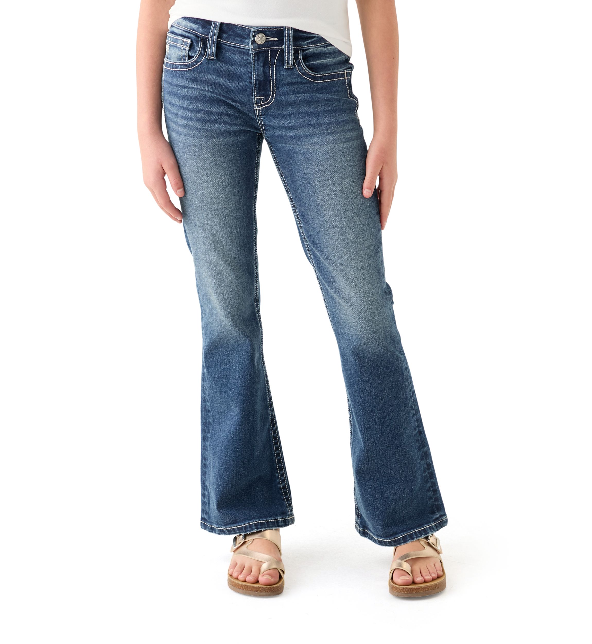 Girls 7-16 Wing Flap Pocket Bootcut Jeans