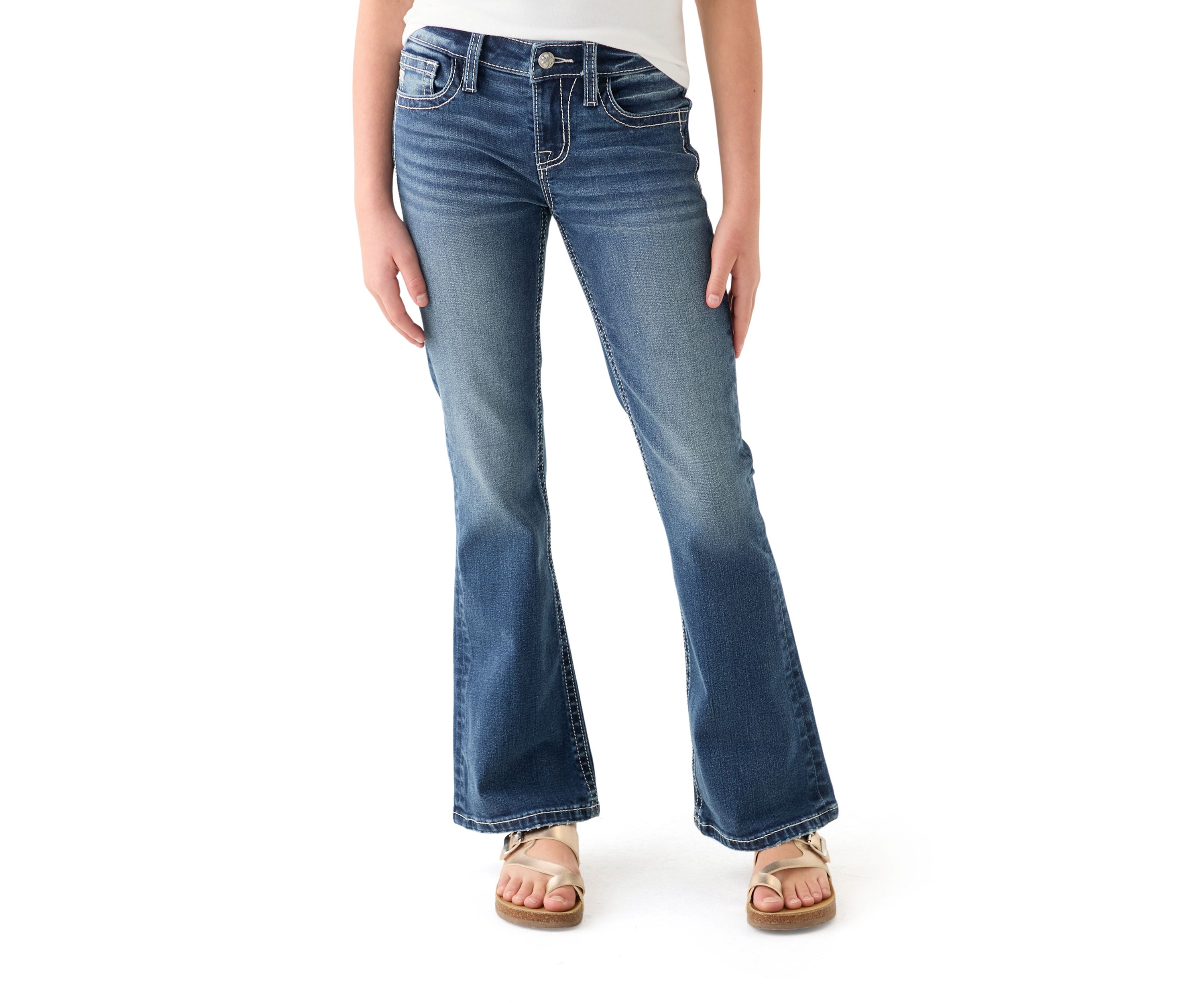 Girls 7-16 Wing Flap Pocket Bootcut Jeans