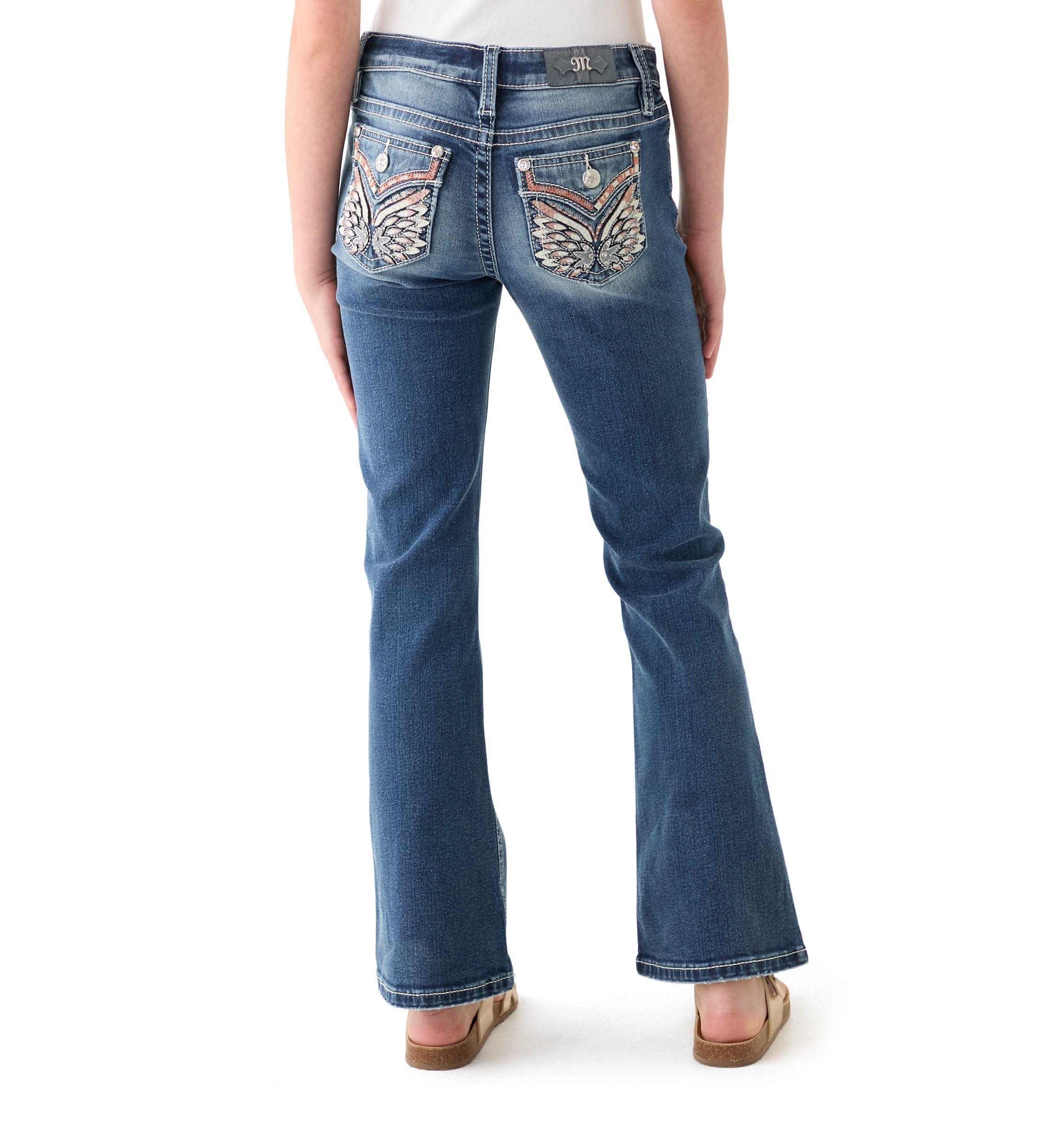 Girls 7-16 Wing Flap Pocket Bootcut Jeans