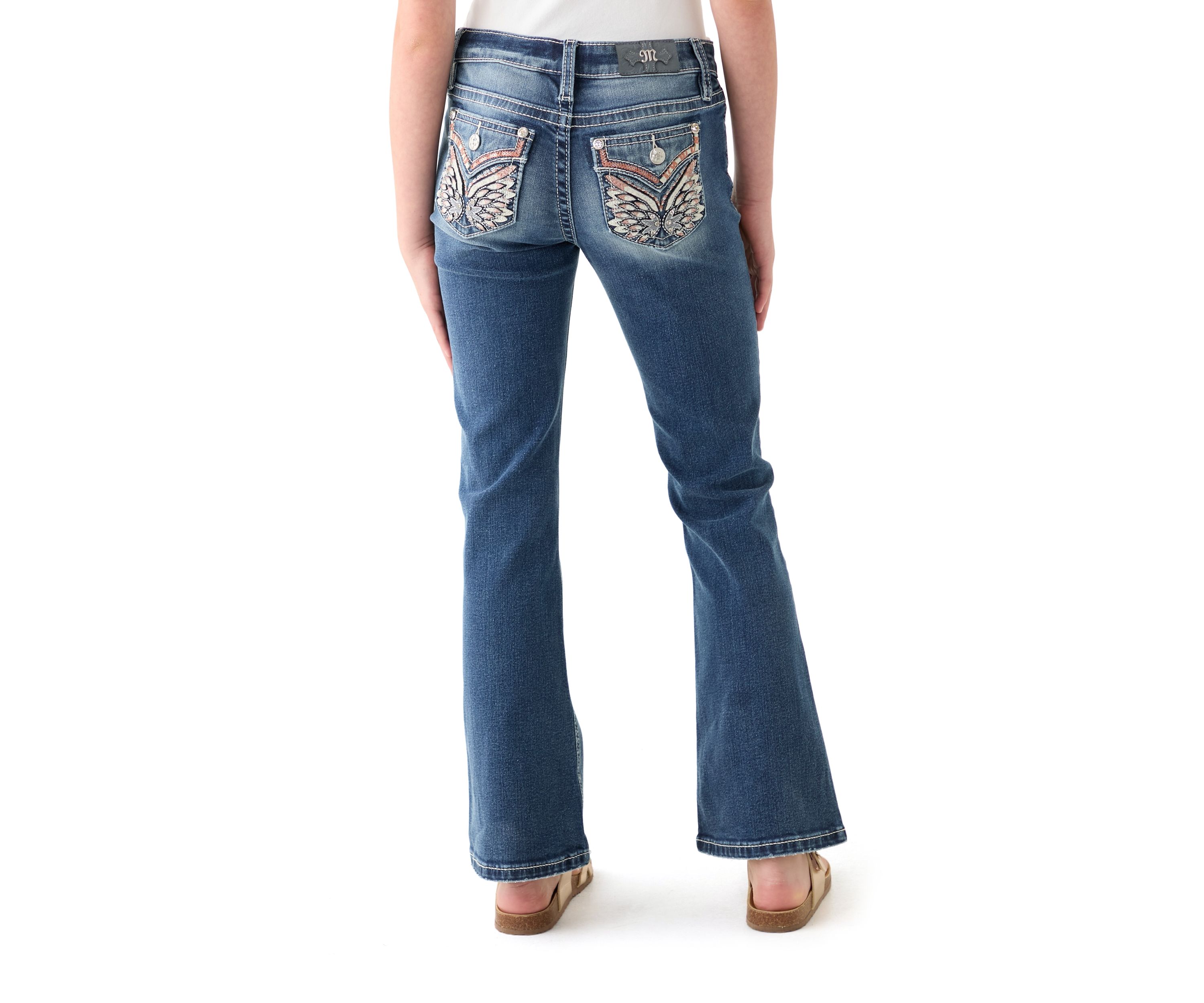 Girls 7-16 Wing Flap Pocket Bootcut Jeans