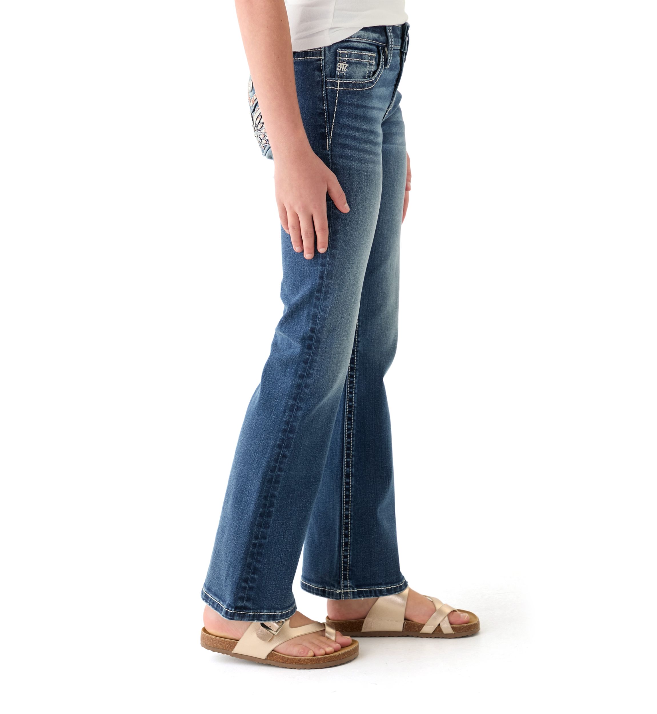 Girls 7-16 Wing Flap Pocket Bootcut Jeans