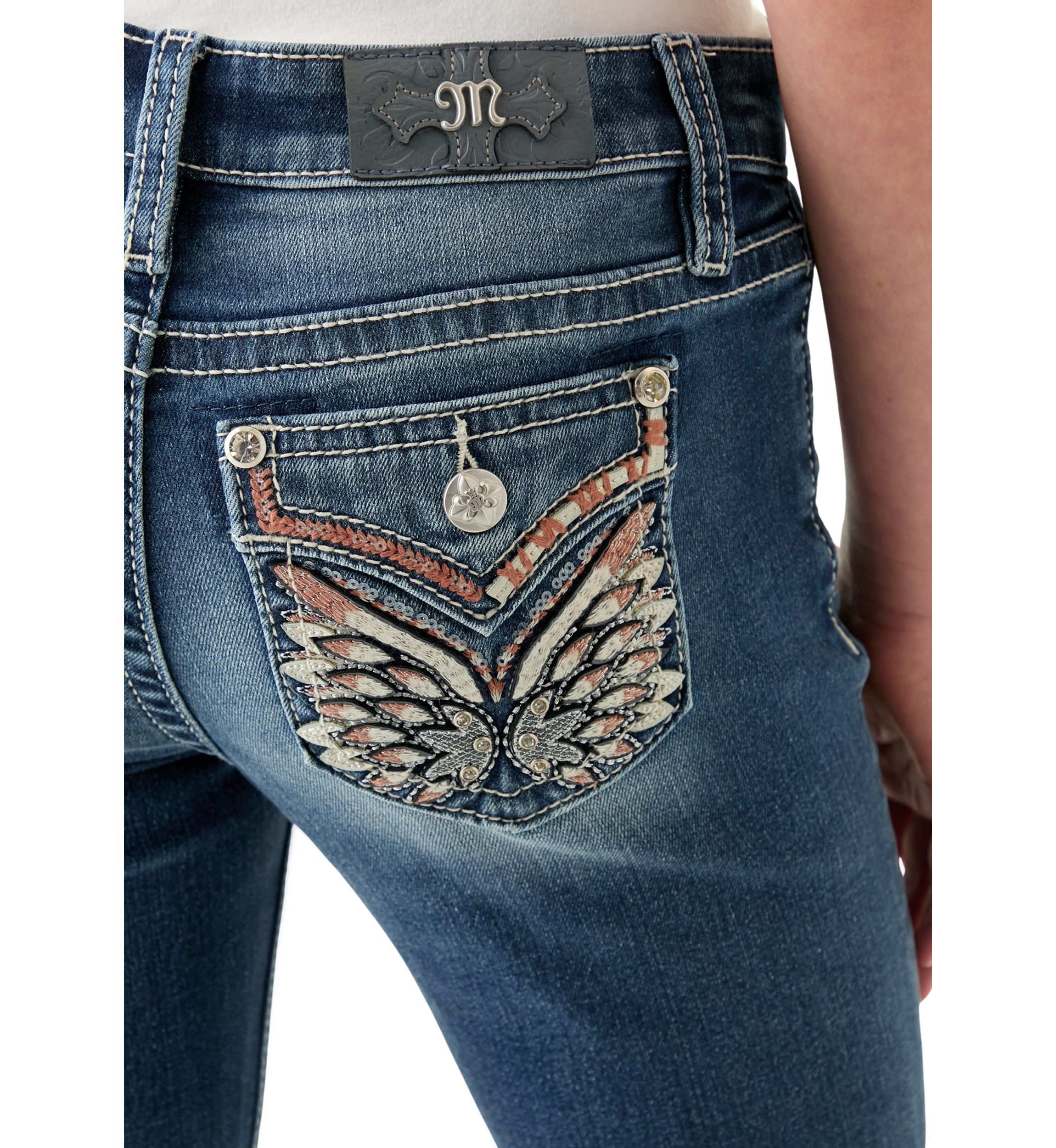 Girls 7-16 Wing Flap Pocket Bootcut Jeans