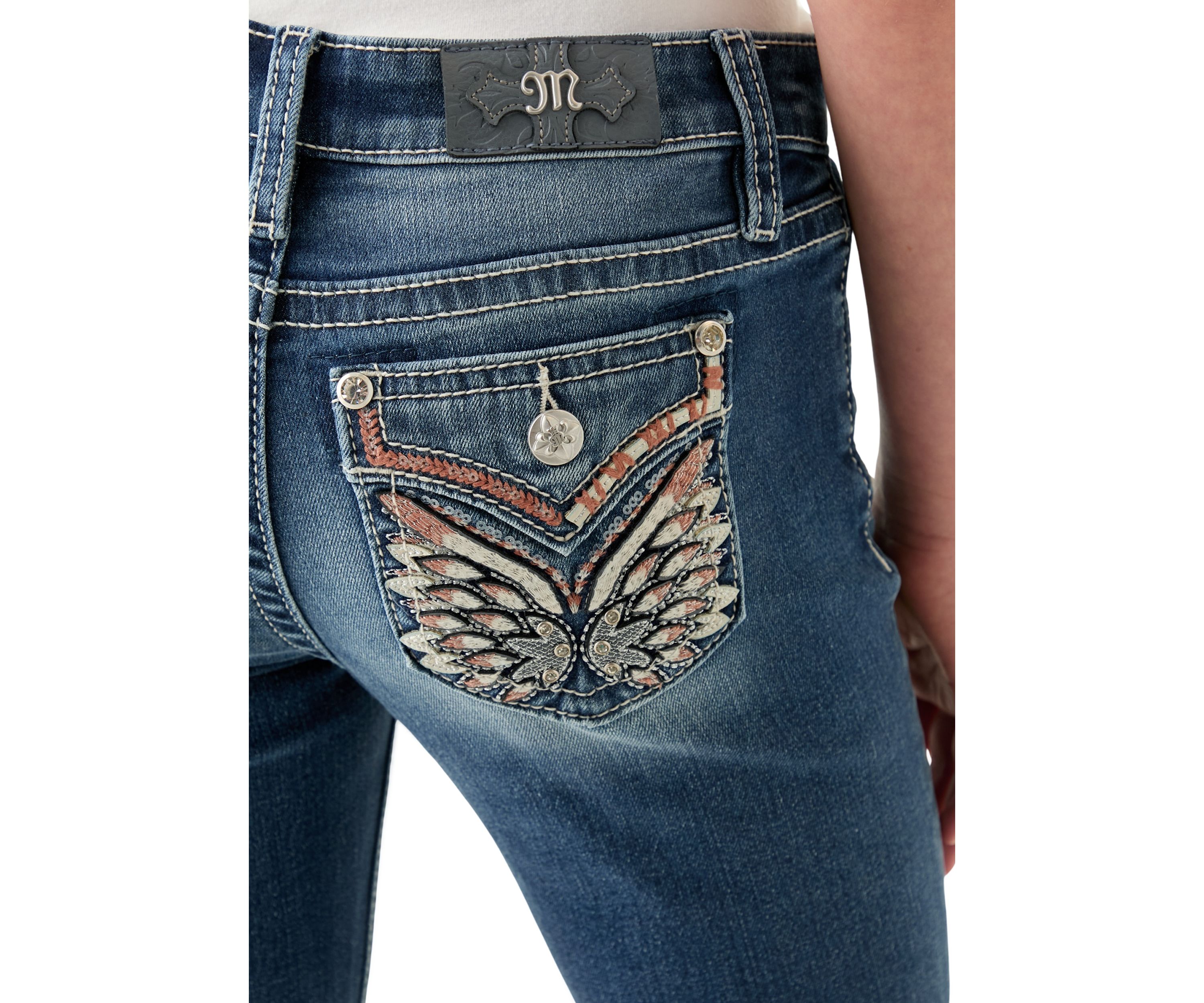 Girls 7-16 Wing Flap Pocket Bootcut Jeans
