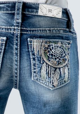 Girls 7-16 Horseshoe Embroidered Denim Jeans