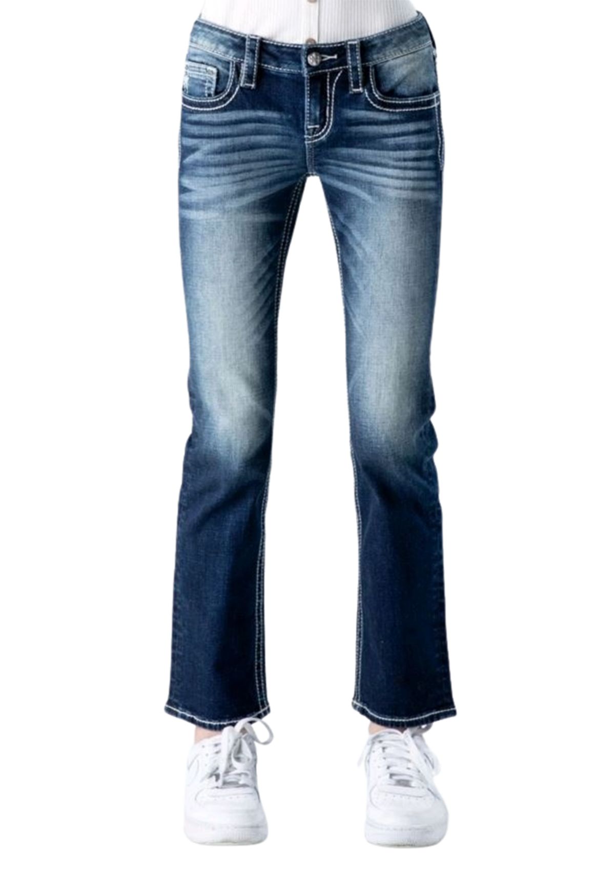 Girls 7-16 Embroidered Pocket Denim Jeans