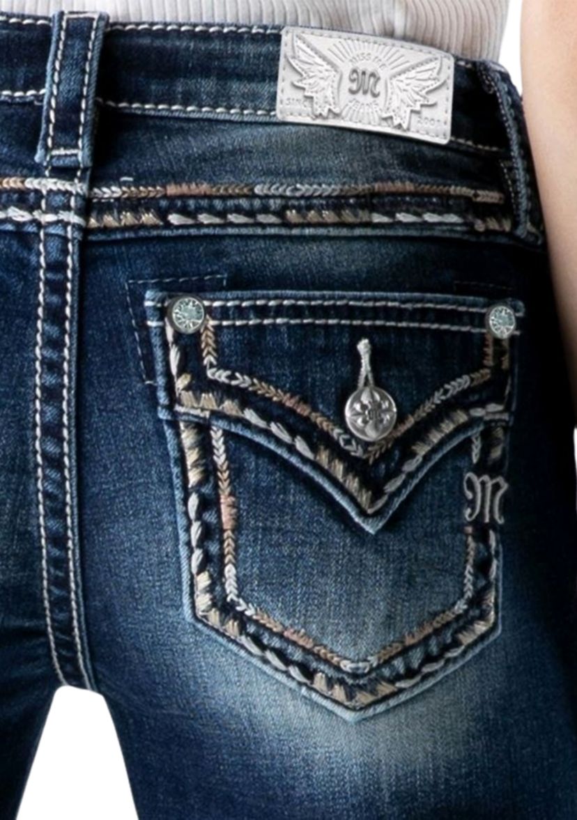 Girls 7-16 Embroidered Pocket Denim Jeans