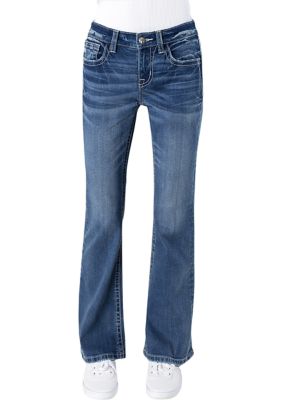 Girls 7-16 Floral Embroidered Denim Jeans