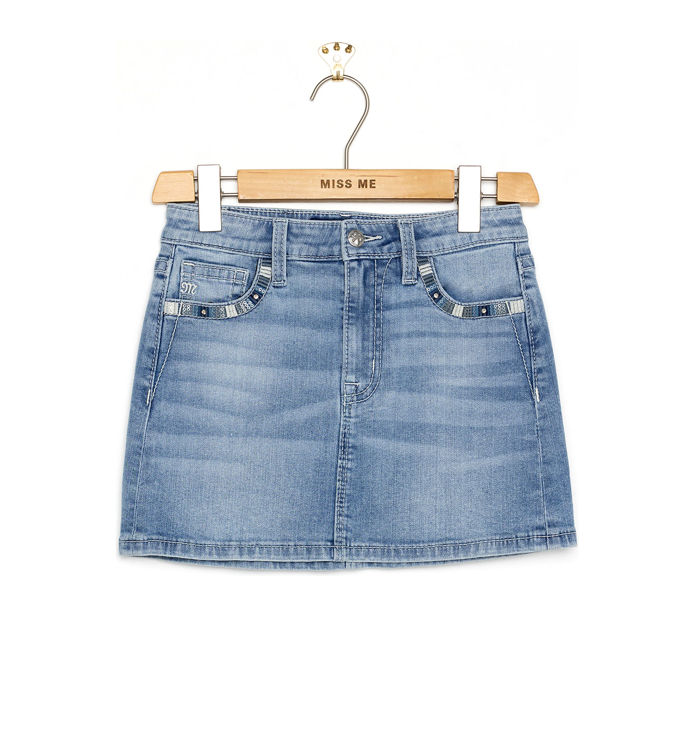 Girls 7-16 Denim Embroidered Skirt