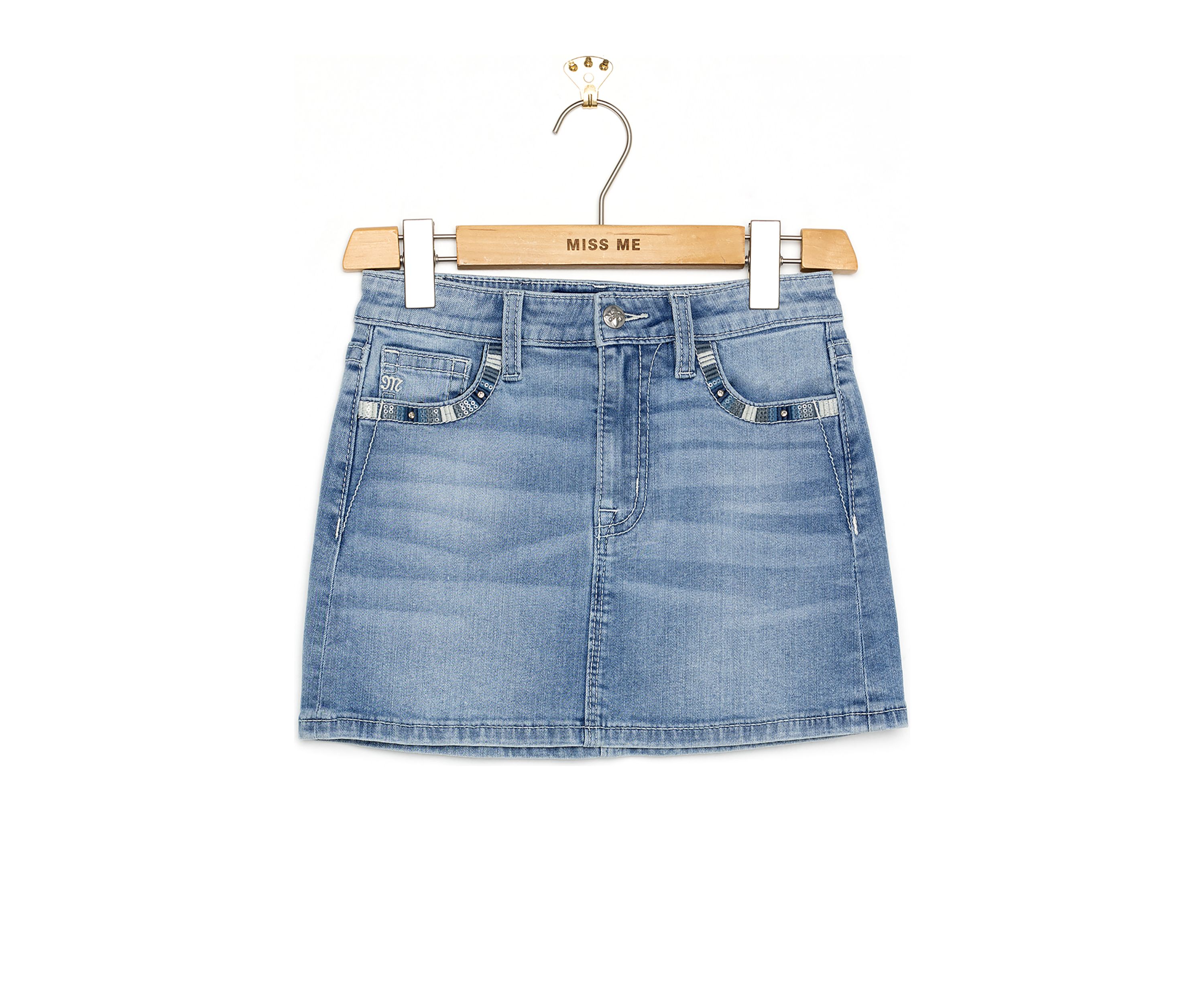 Girls 7-16 Denim Embroidered Skirt