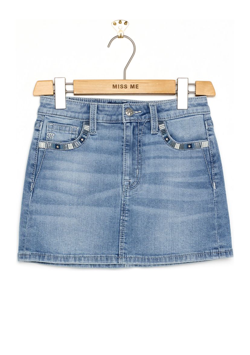 Girls 7-16 Denim Embroidered Skirt