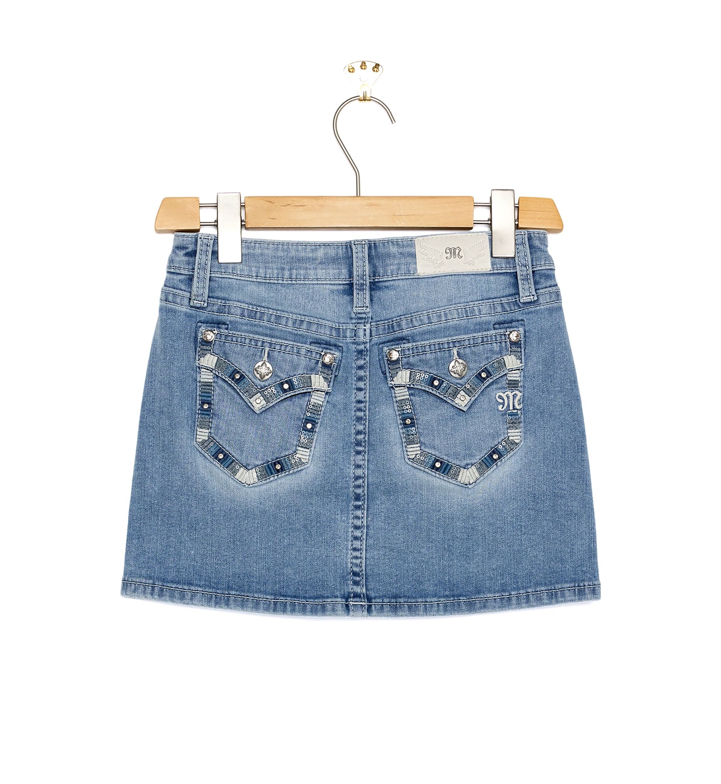 Girls 7-16 Denim Embroidered Skirt