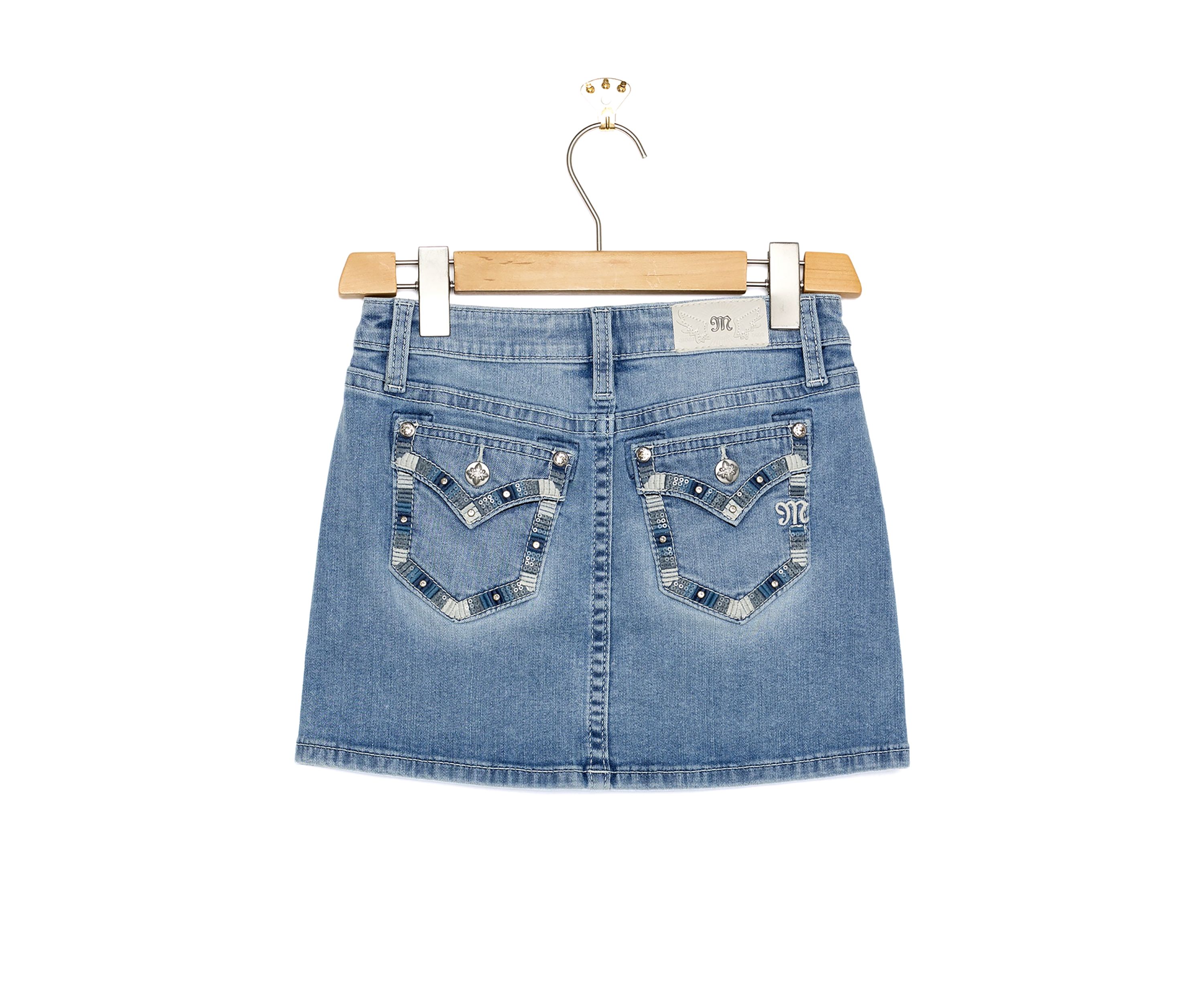Girls 7-16 Denim Embroidered Skirt