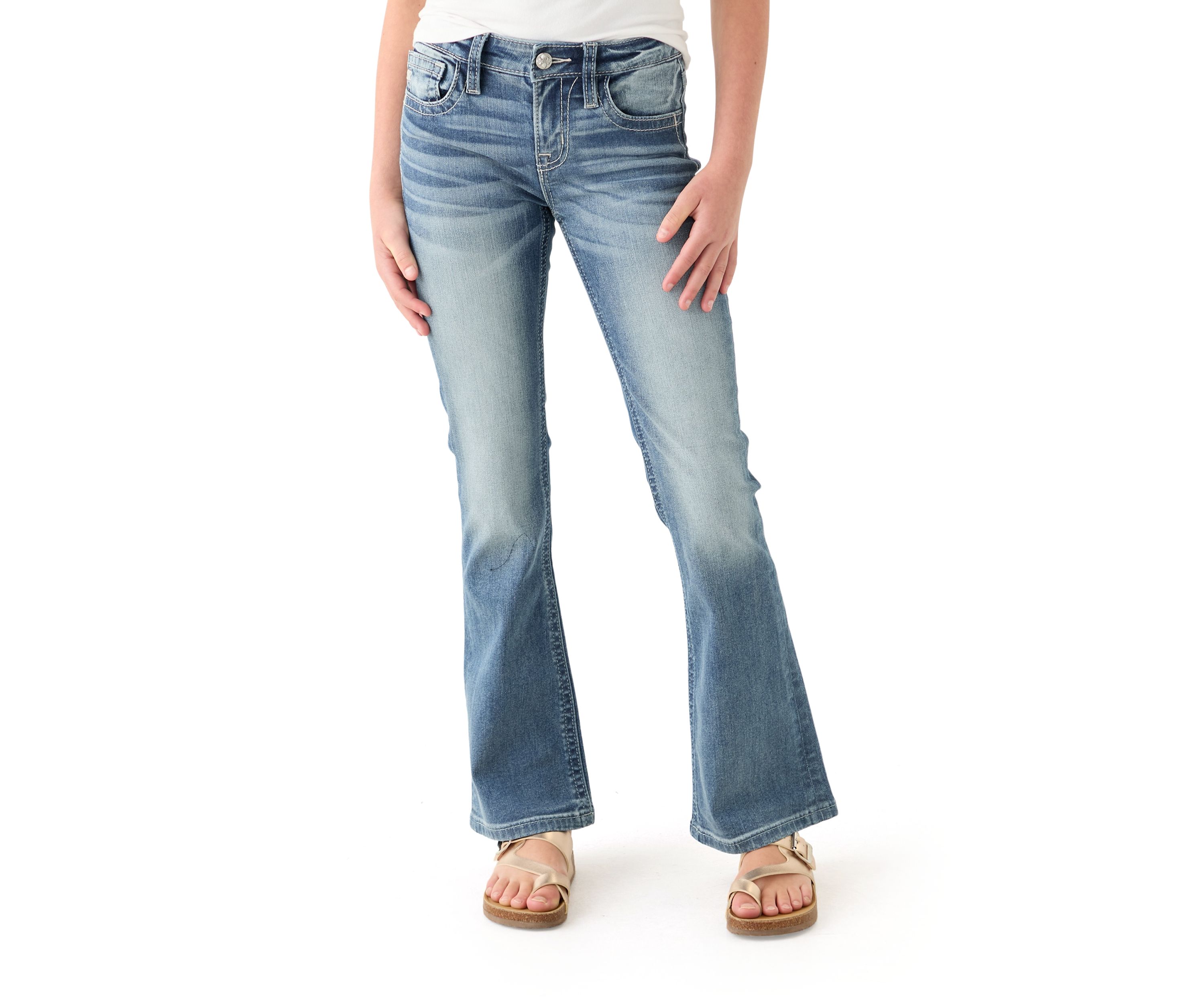 Girls 7-16 Long Horn Denim Jeans