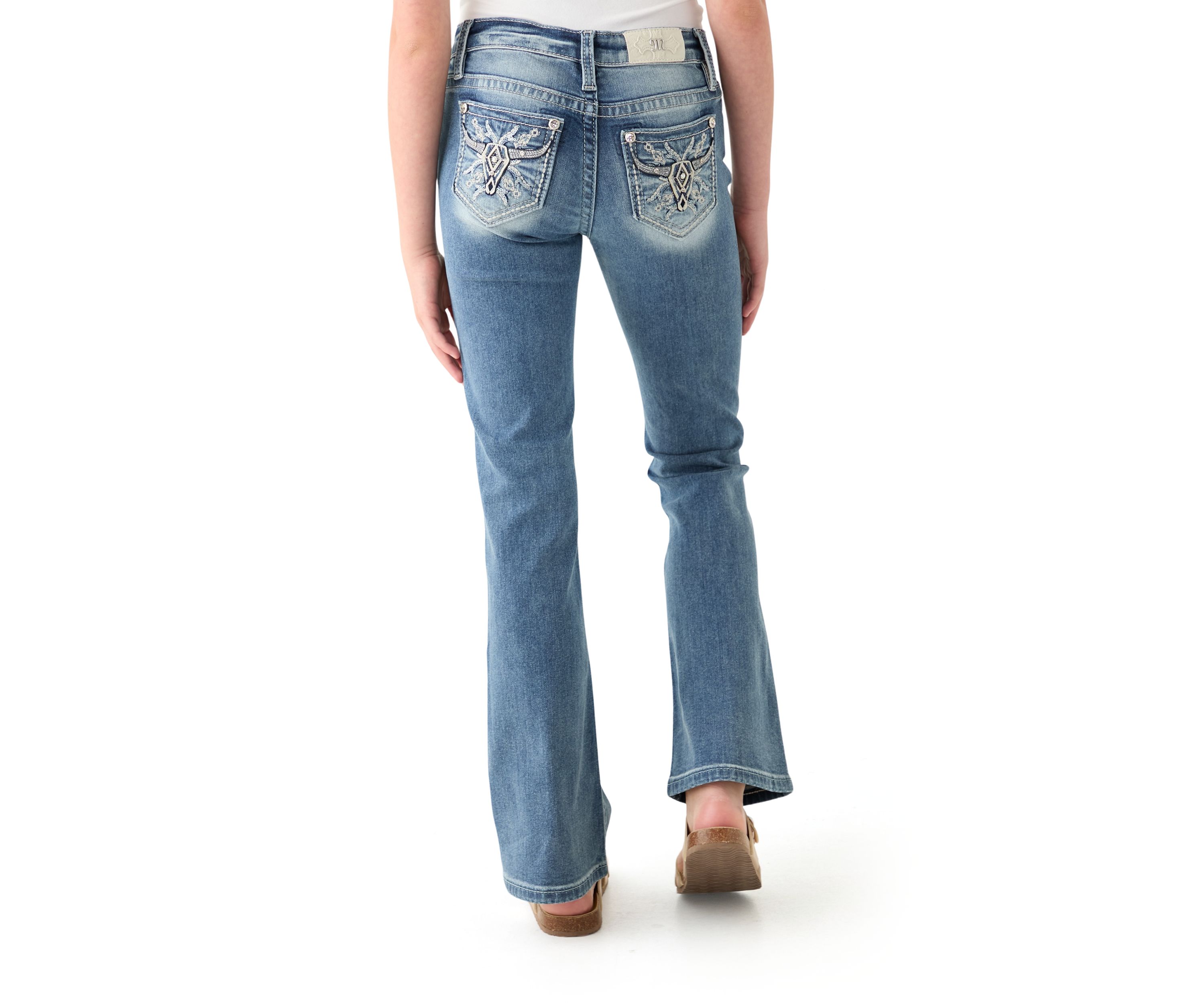 Girls 7-16 Long Horn Denim Jeans