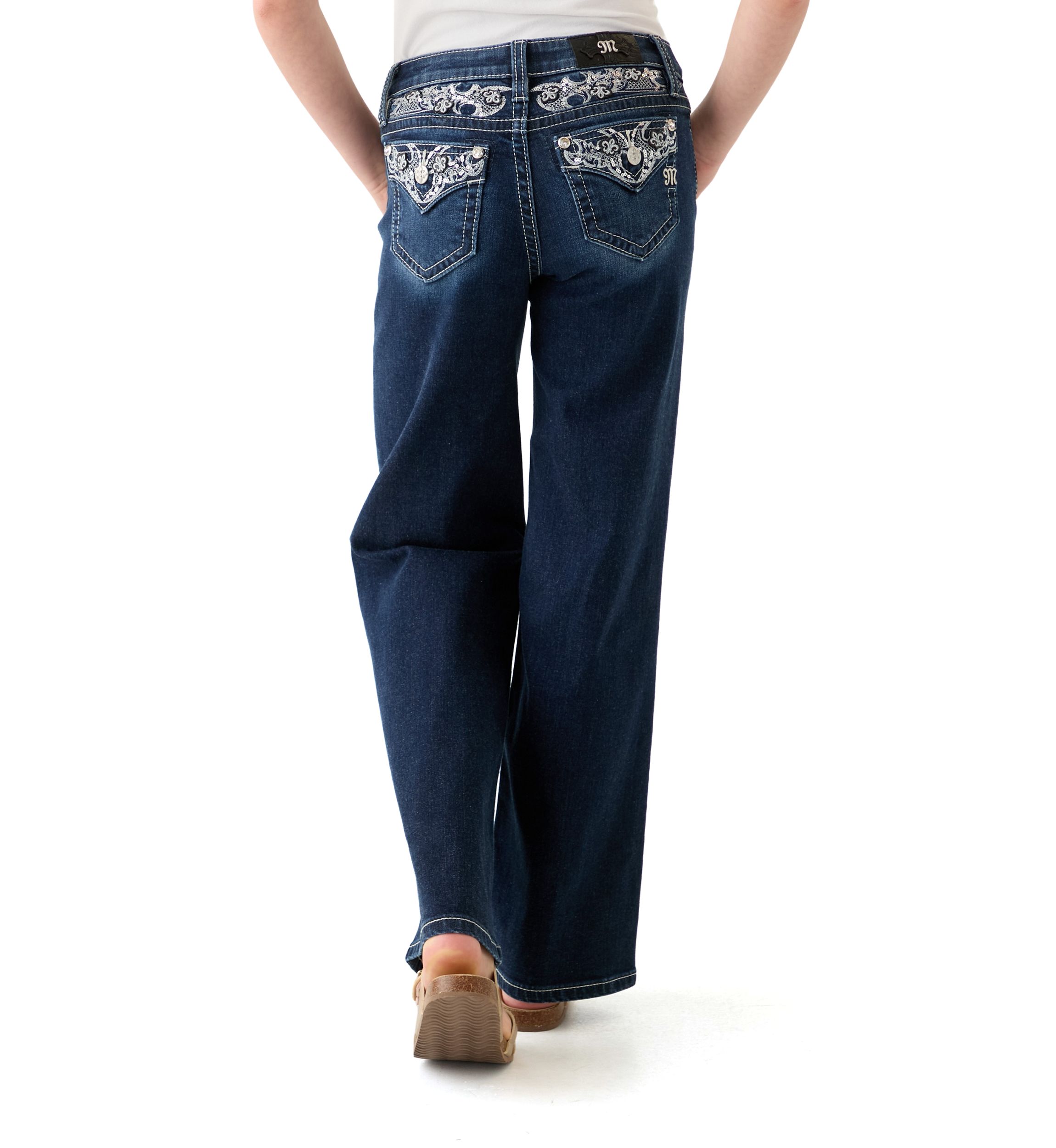 Girls 7-16 Fleur de Lis Bootcut Jeans 