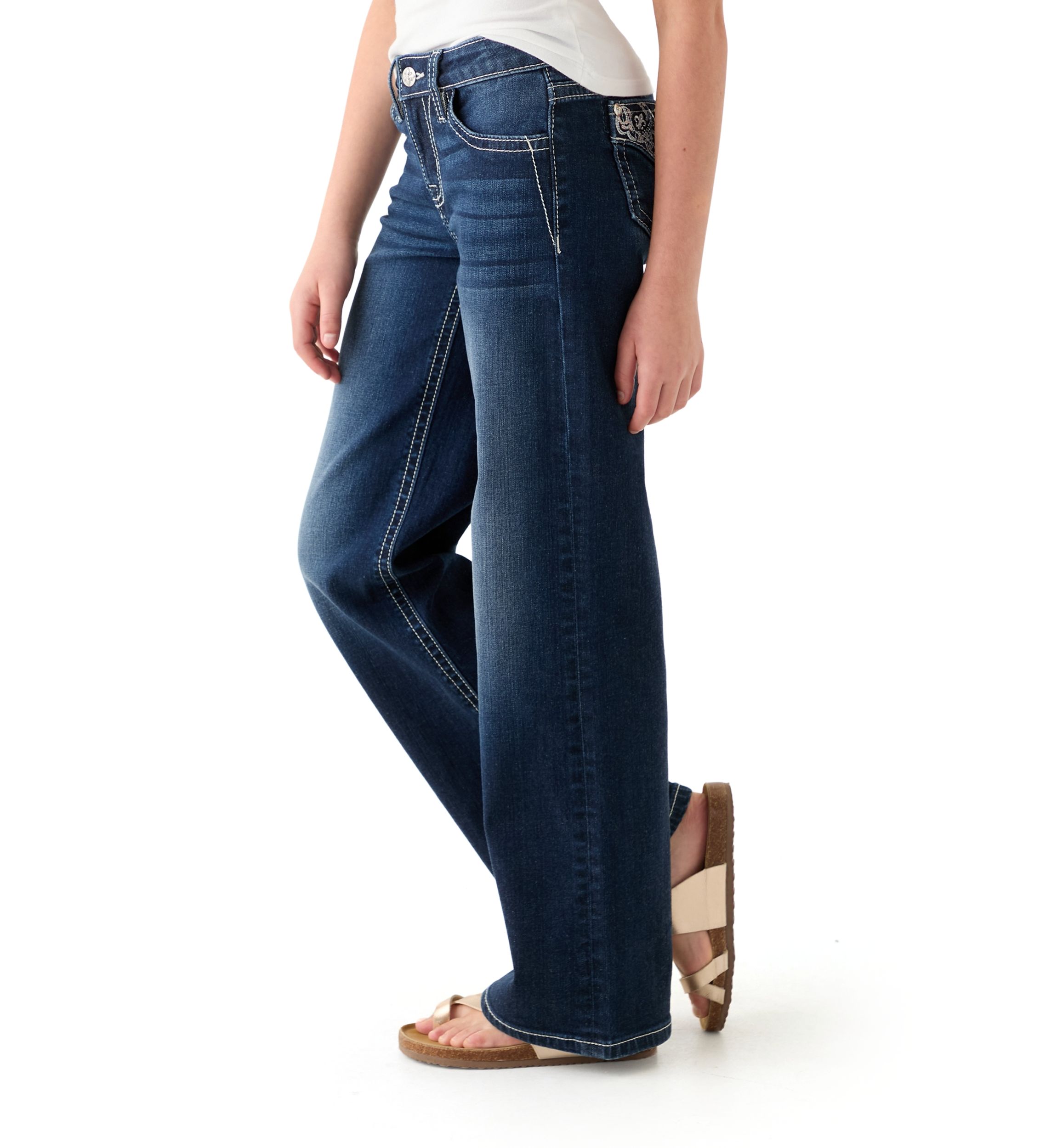 Girls 7-16 Fleur de Lis Bootcut Jeans 