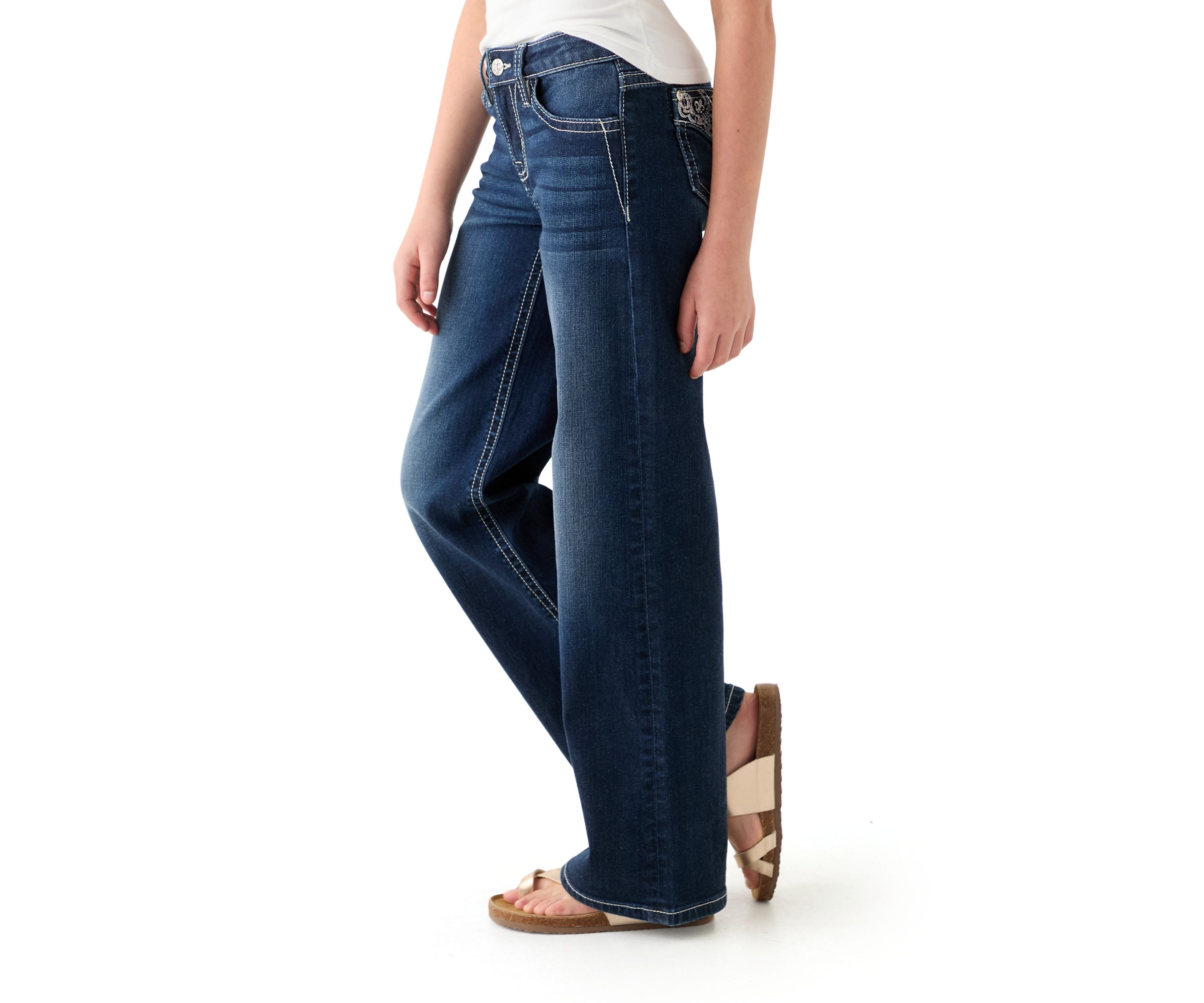 Girls 7-16 Fleur de Lis Bootcut Jeans 