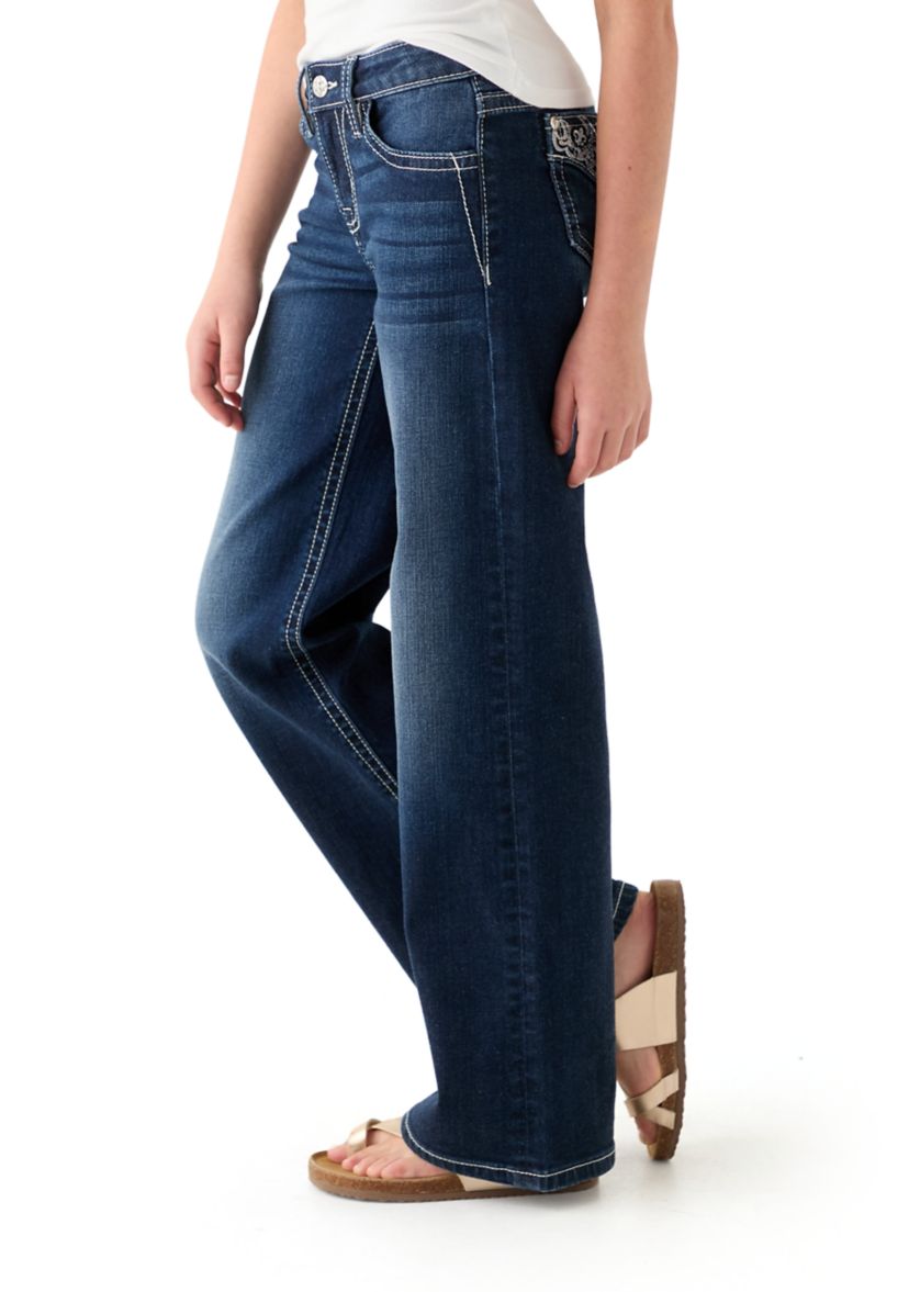 Girls 7-16 Fleur de Lis Bootcut Jeans 