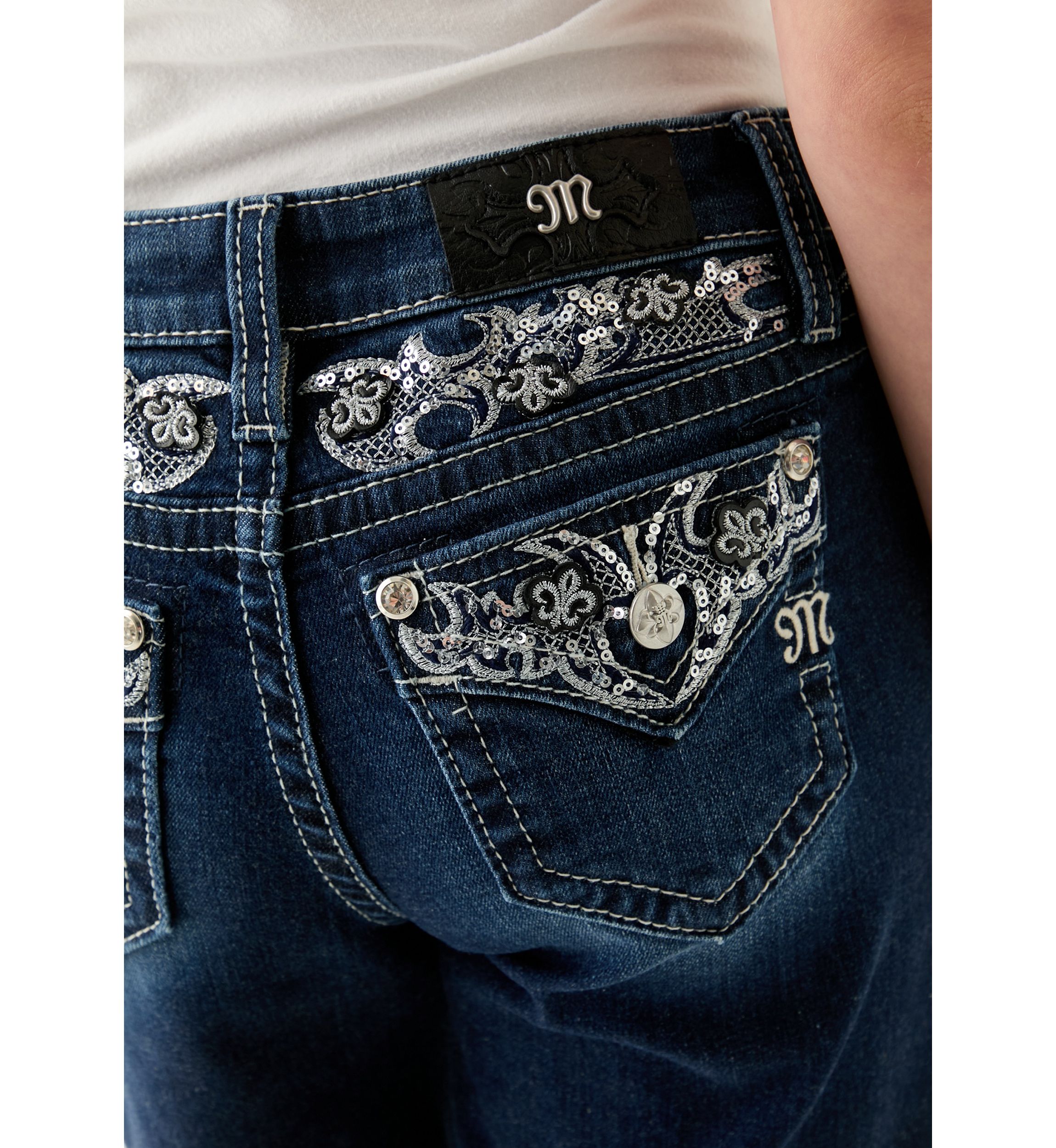 Girls 7-16 Fleur de Lis Bootcut Jeans 