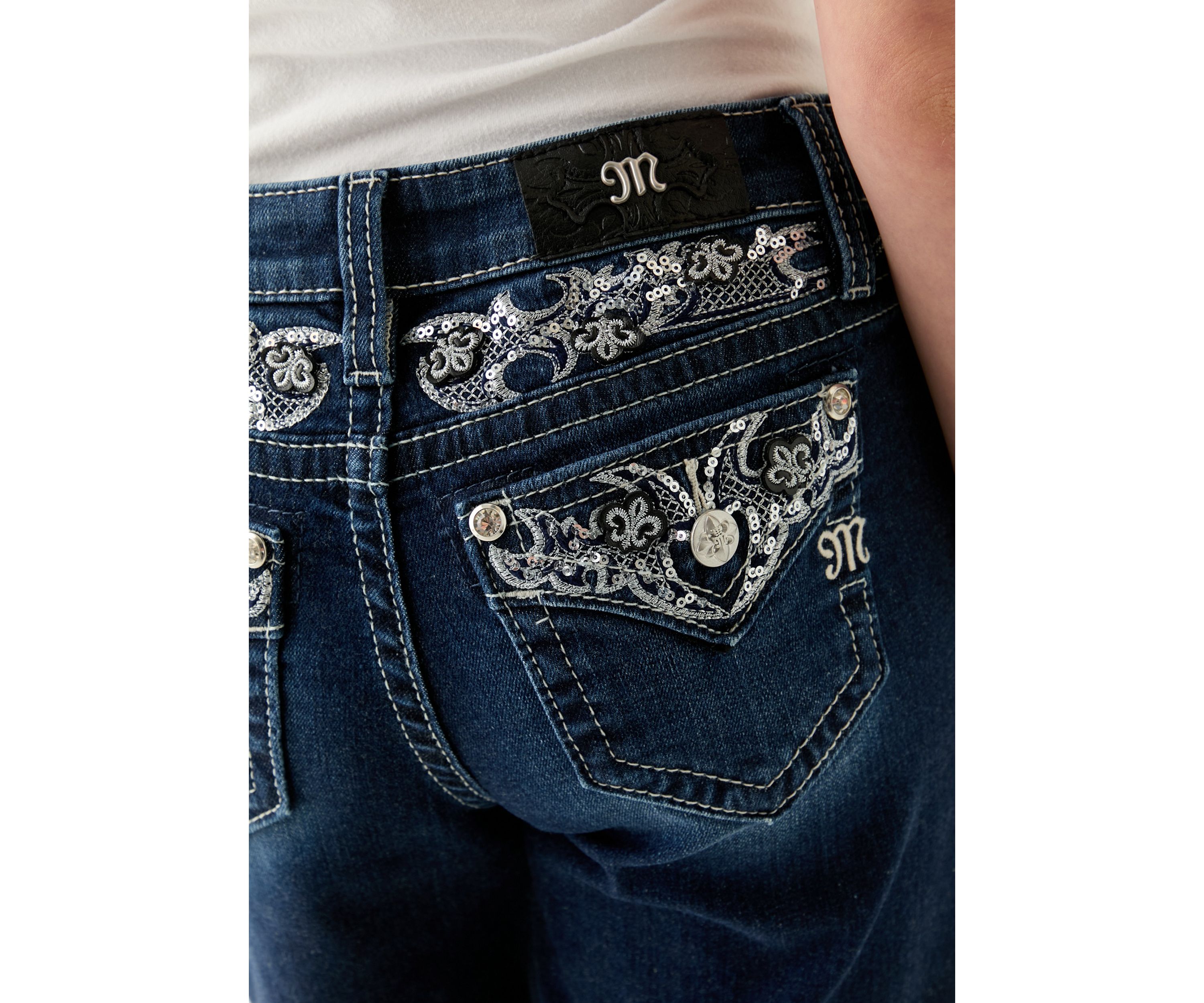 Girls 7-16 Fleur de Lis Bootcut Jeans 