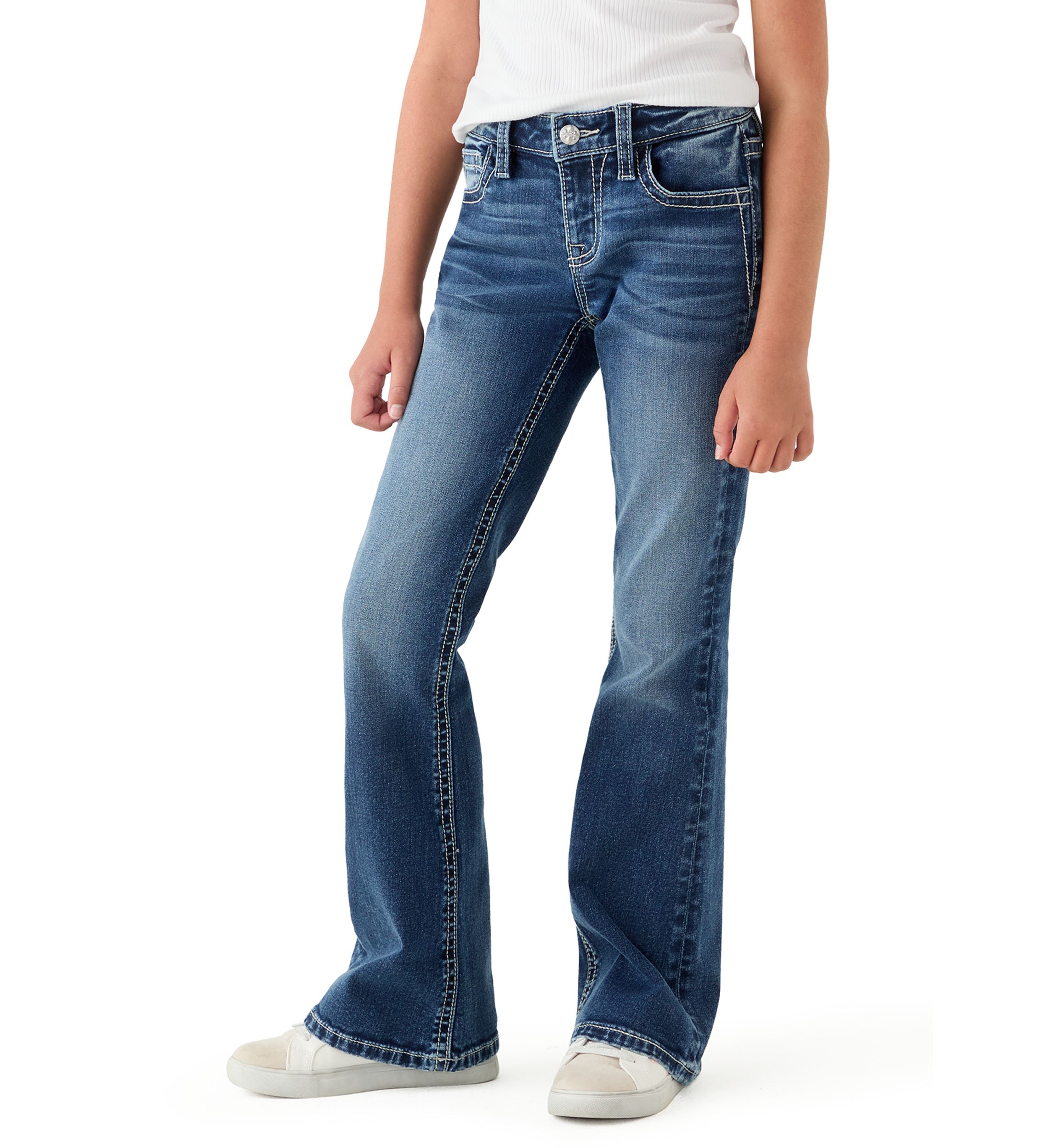 Girls 7-16 Cross Pocket Bootcut Jeans