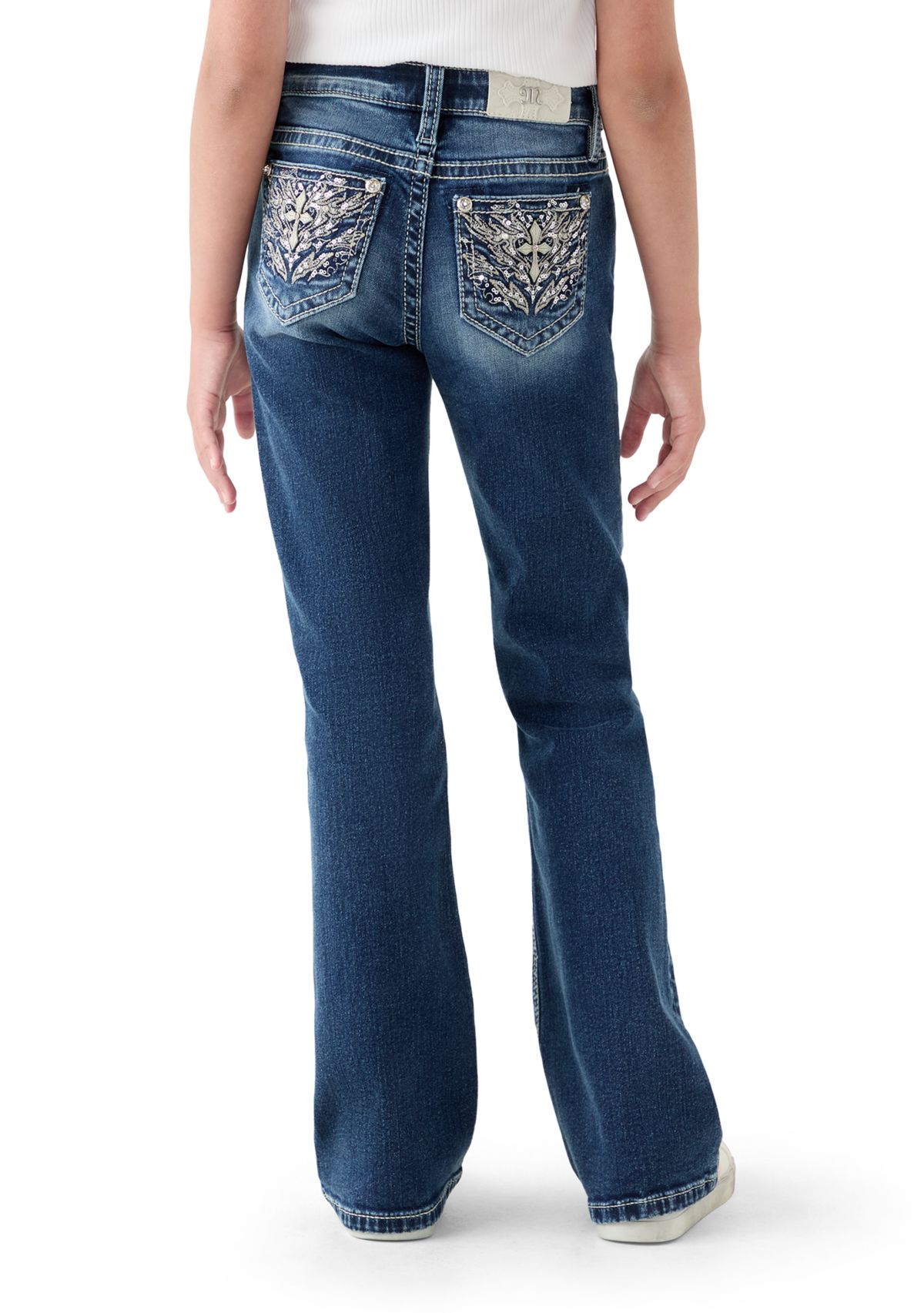 Girls 7-16 Cross Pocket Bootcut Jeans