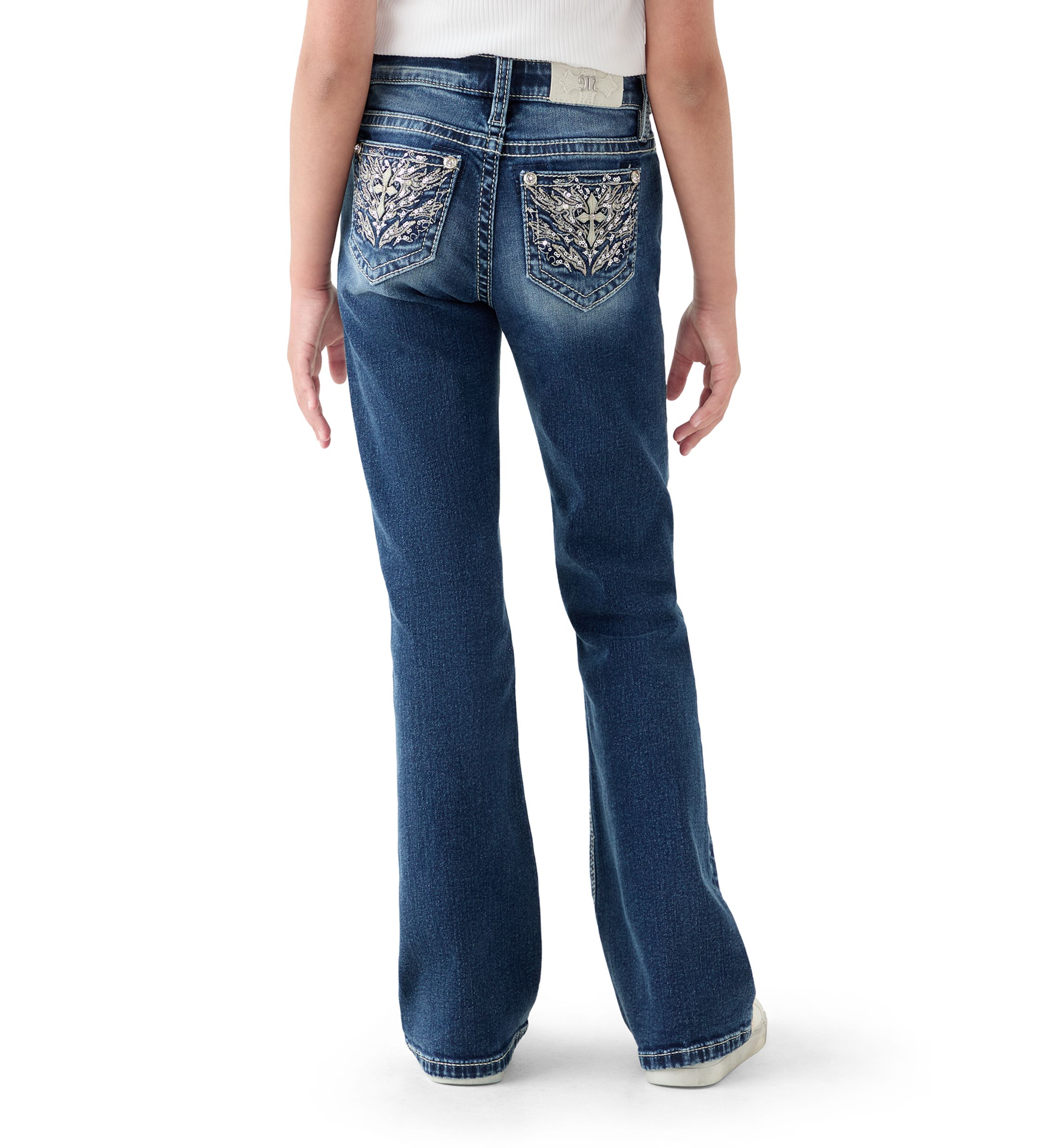 Girls 7-16 Cross Pocket Bootcut Jeans