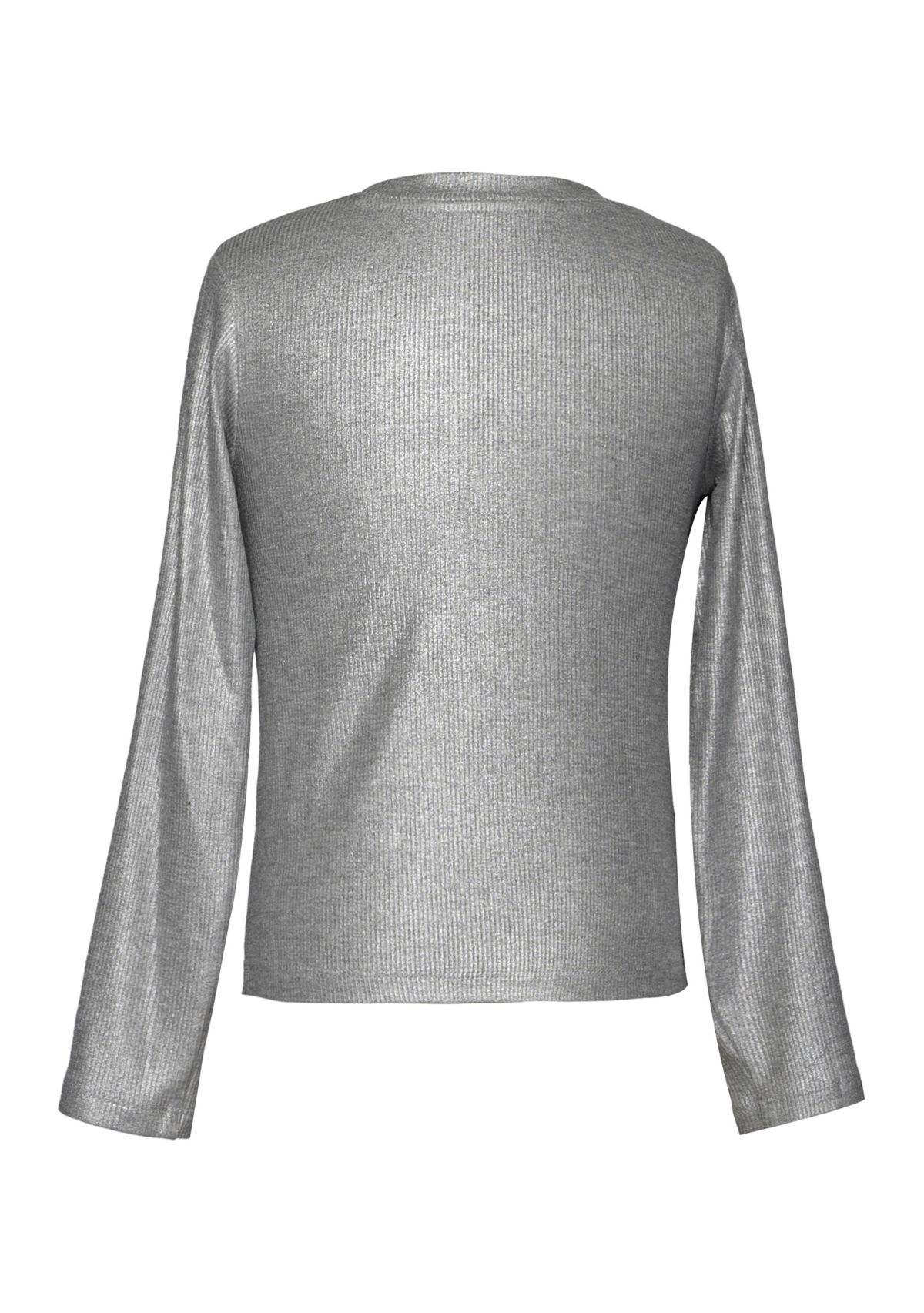Girls 7-16 Asymmetric Shoulder Cutout Metallic Shirt