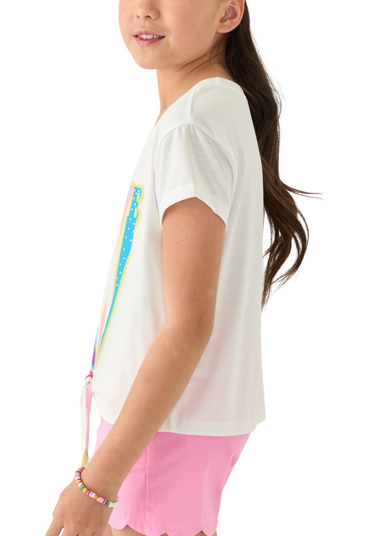 Girls 7-16 Love Rhinestone Tie Front T-Shirt