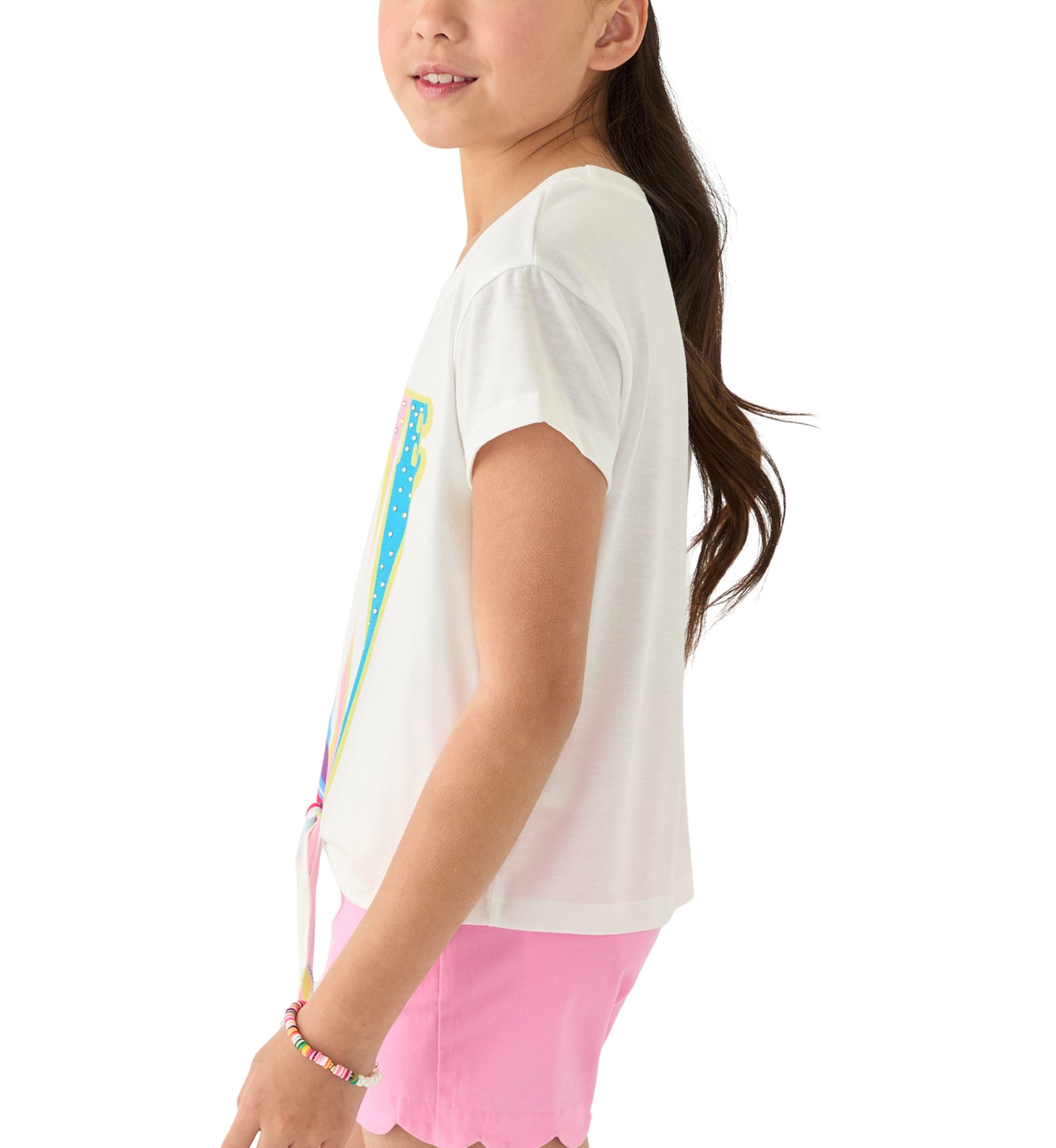 Girls 7-16 Love Rhinestone Tie Front T-Shirt