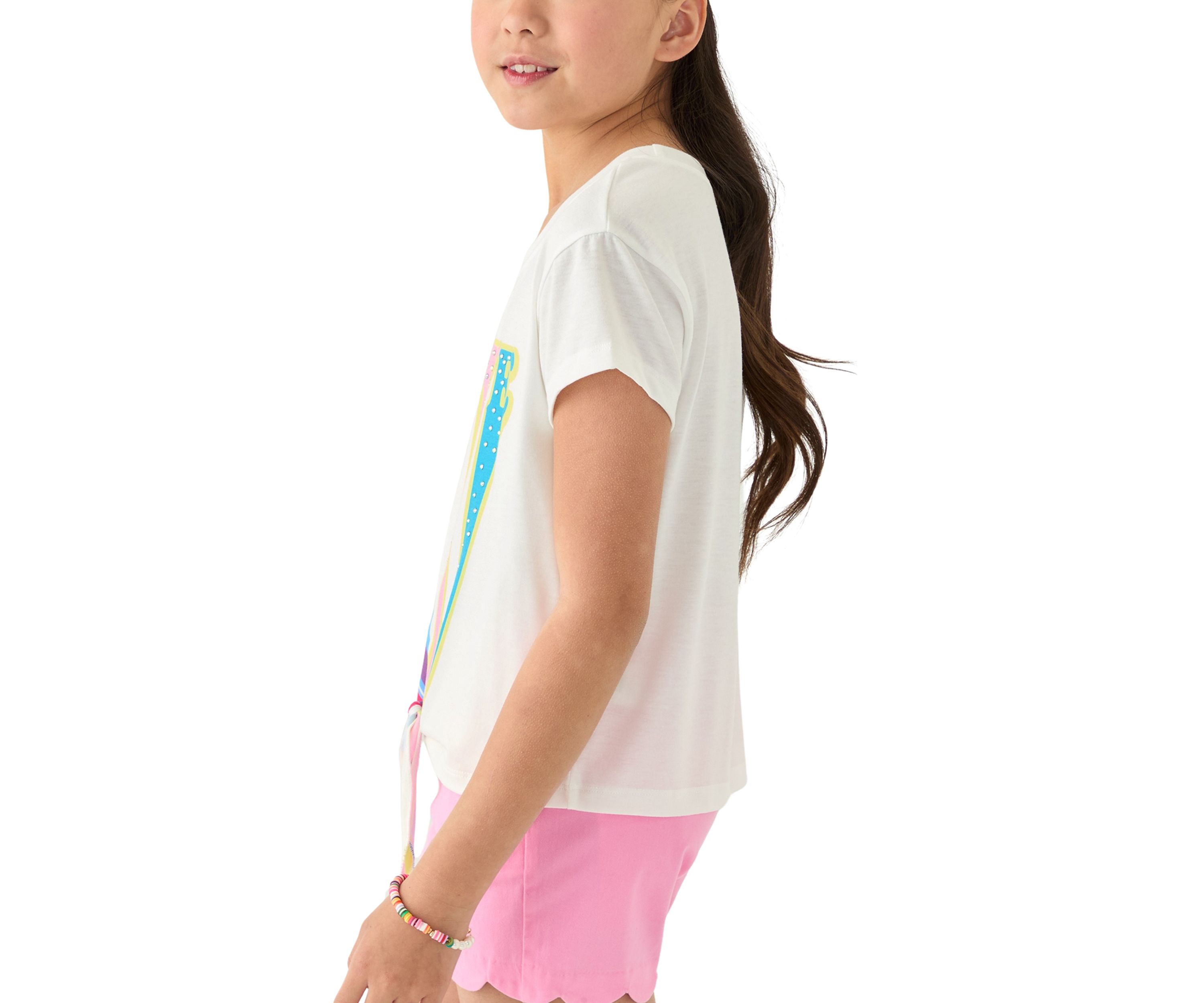 Girls 7-16 Love Rhinestone Tie Front T-Shirt