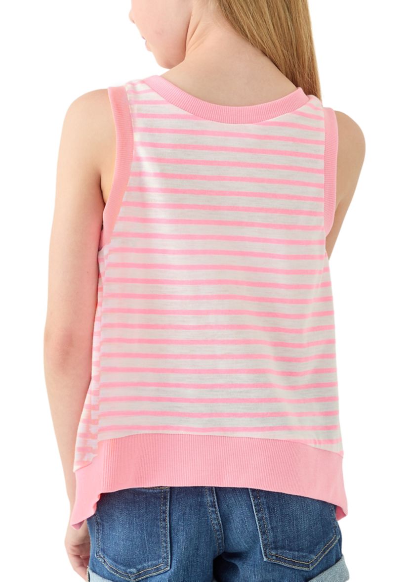 Girls 7-16 Striped Lace Peace Sign Graphic Pullover
