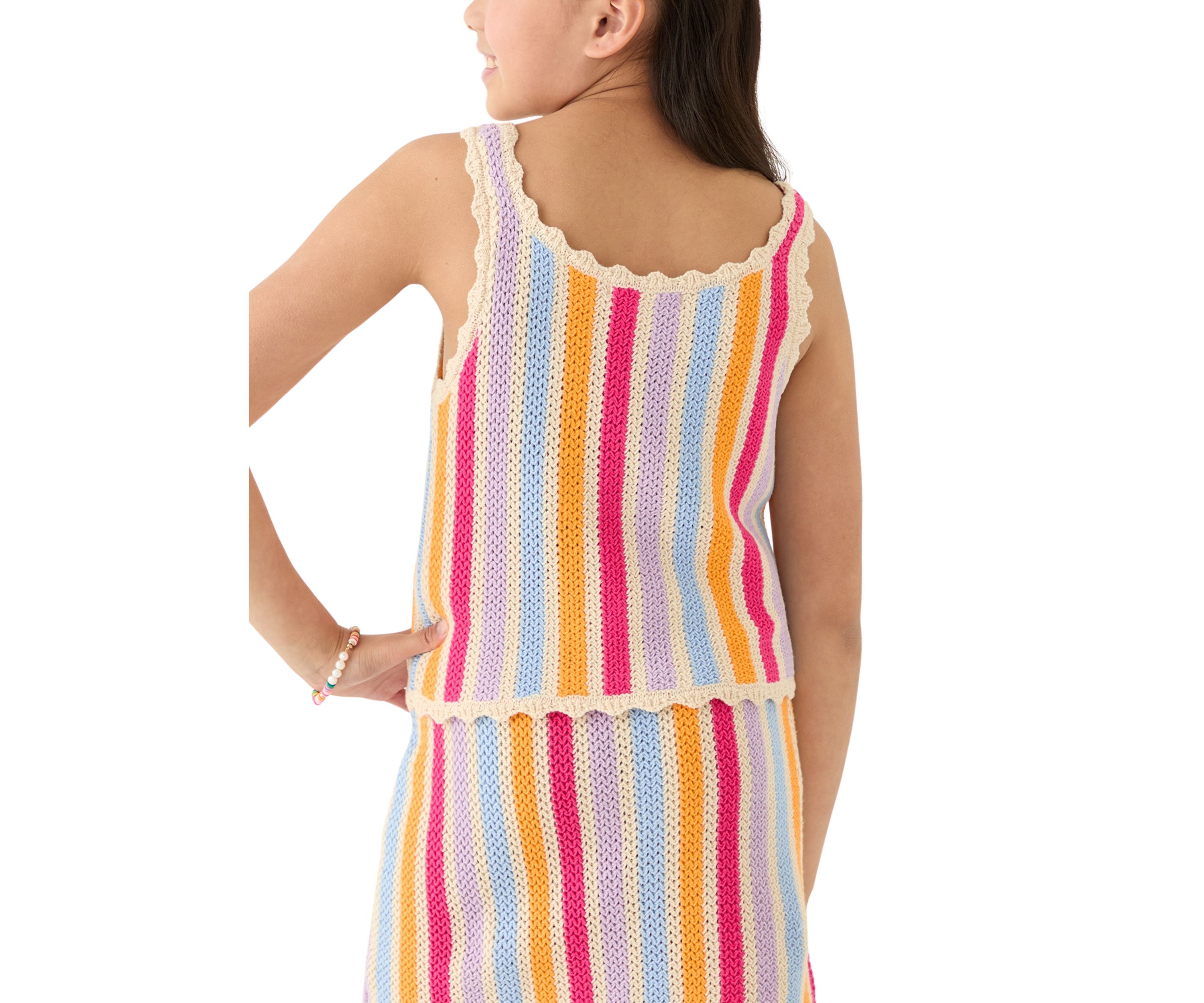 Girls 7-16 Love Striped Crochet Tank 