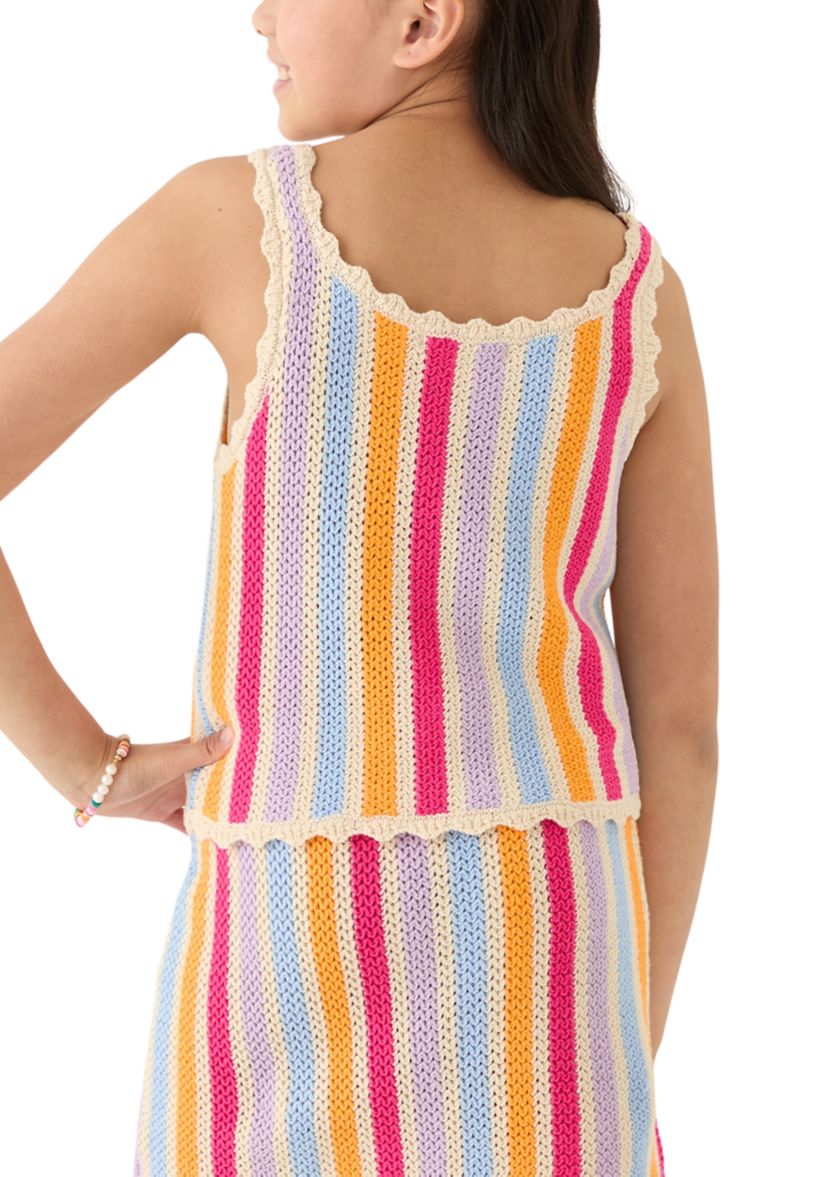 Girls 7-16 Love Striped Crochet Tank 