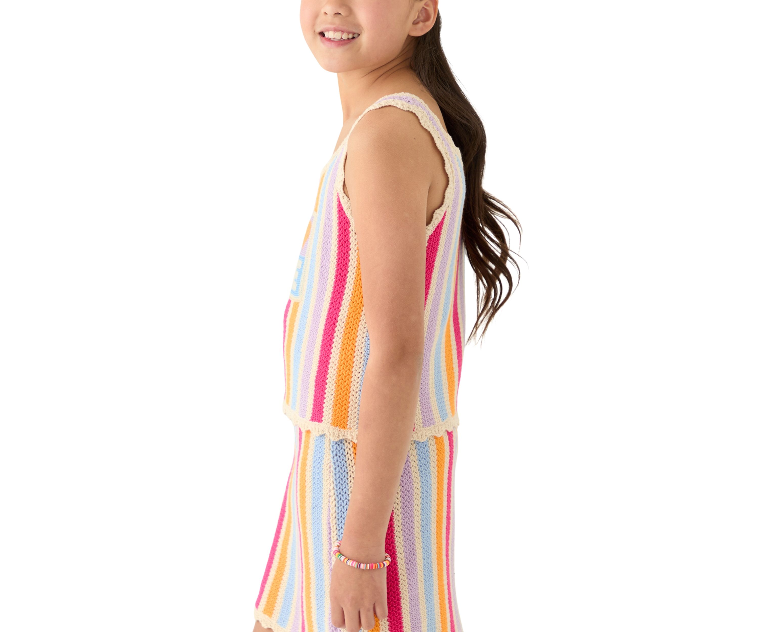 Girls 7-16 Love Striped Crochet Tank 